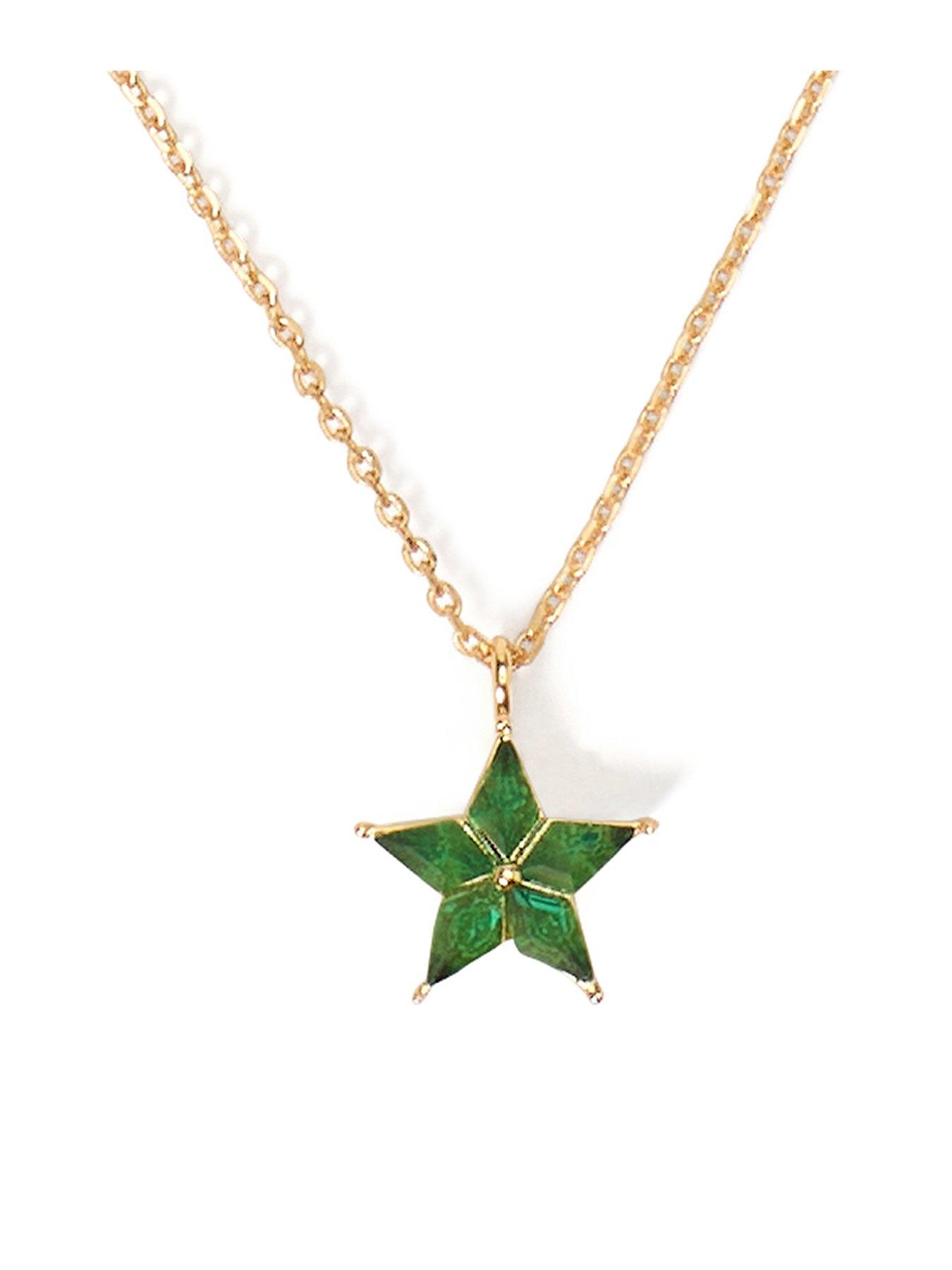 Product photograph of Kate Spade New York Cosmos Star Pendant Necklace - Emerald from very.co.uk