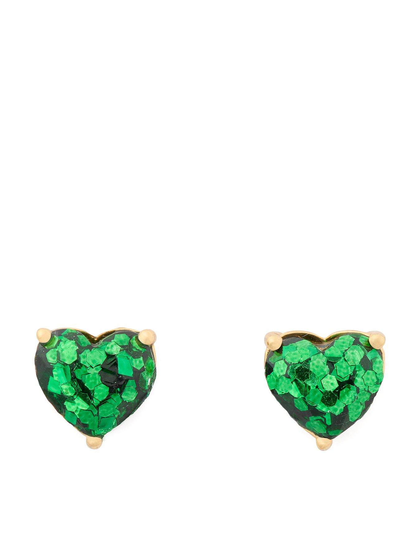 Product photograph of Kate Spade New York My Love Stud Earrings - Green Gold from very.co.uk