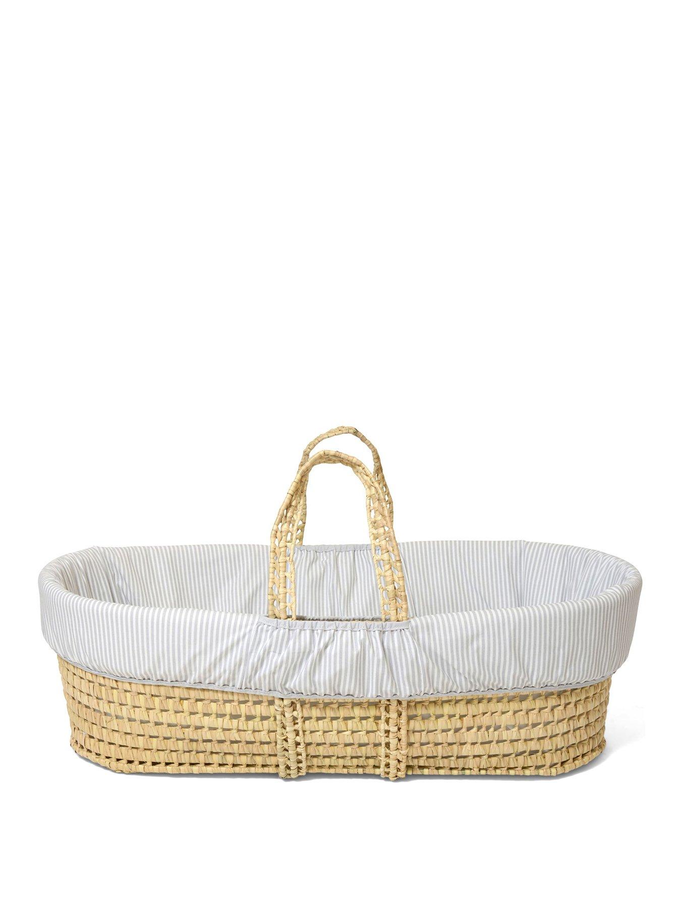 Product photograph of Clair De Lune Grey Stripe Palm Moses Basket from very.co.uk