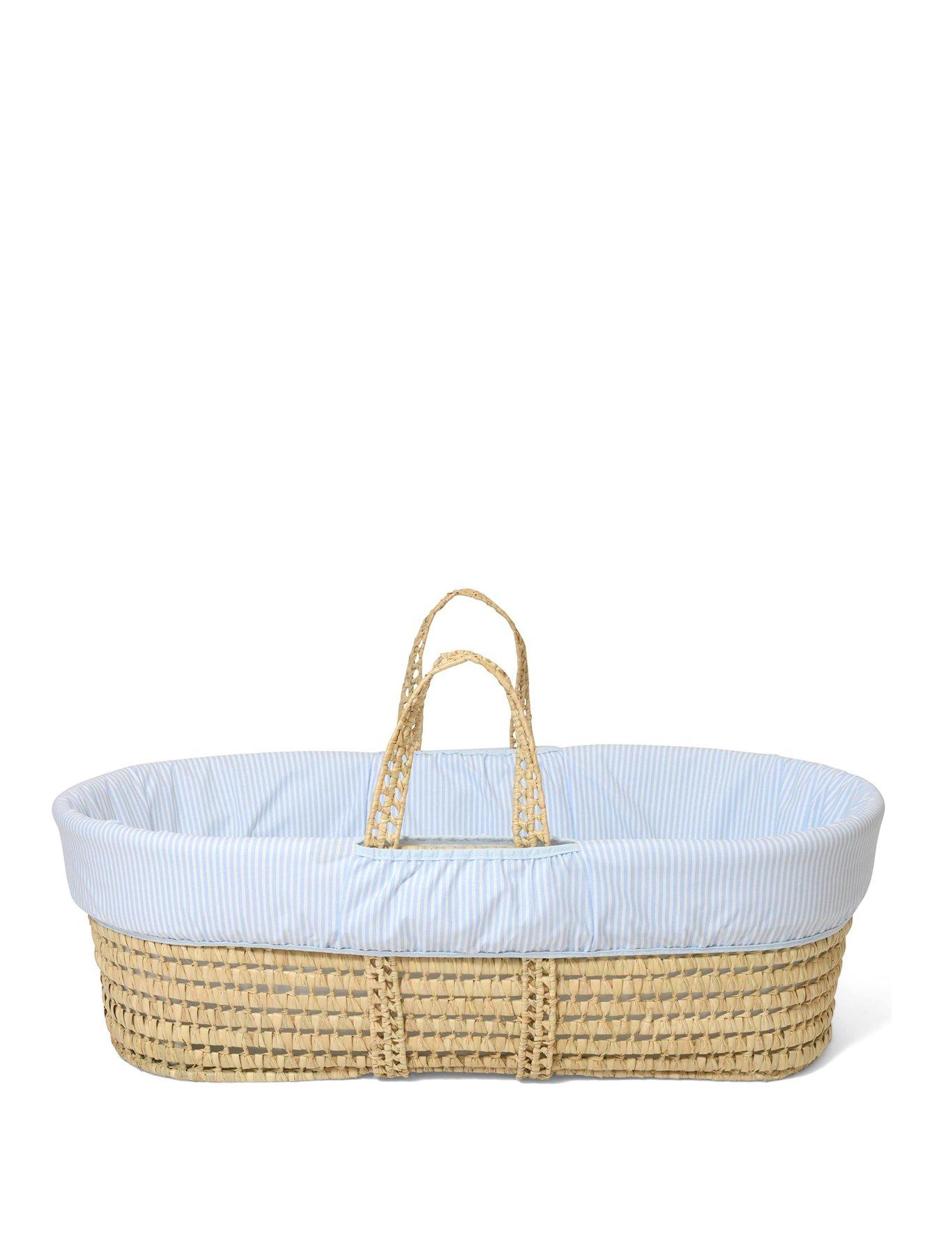 Product photograph of Clair De Lune Blue Stripe Palm Moses Basket from very.co.uk