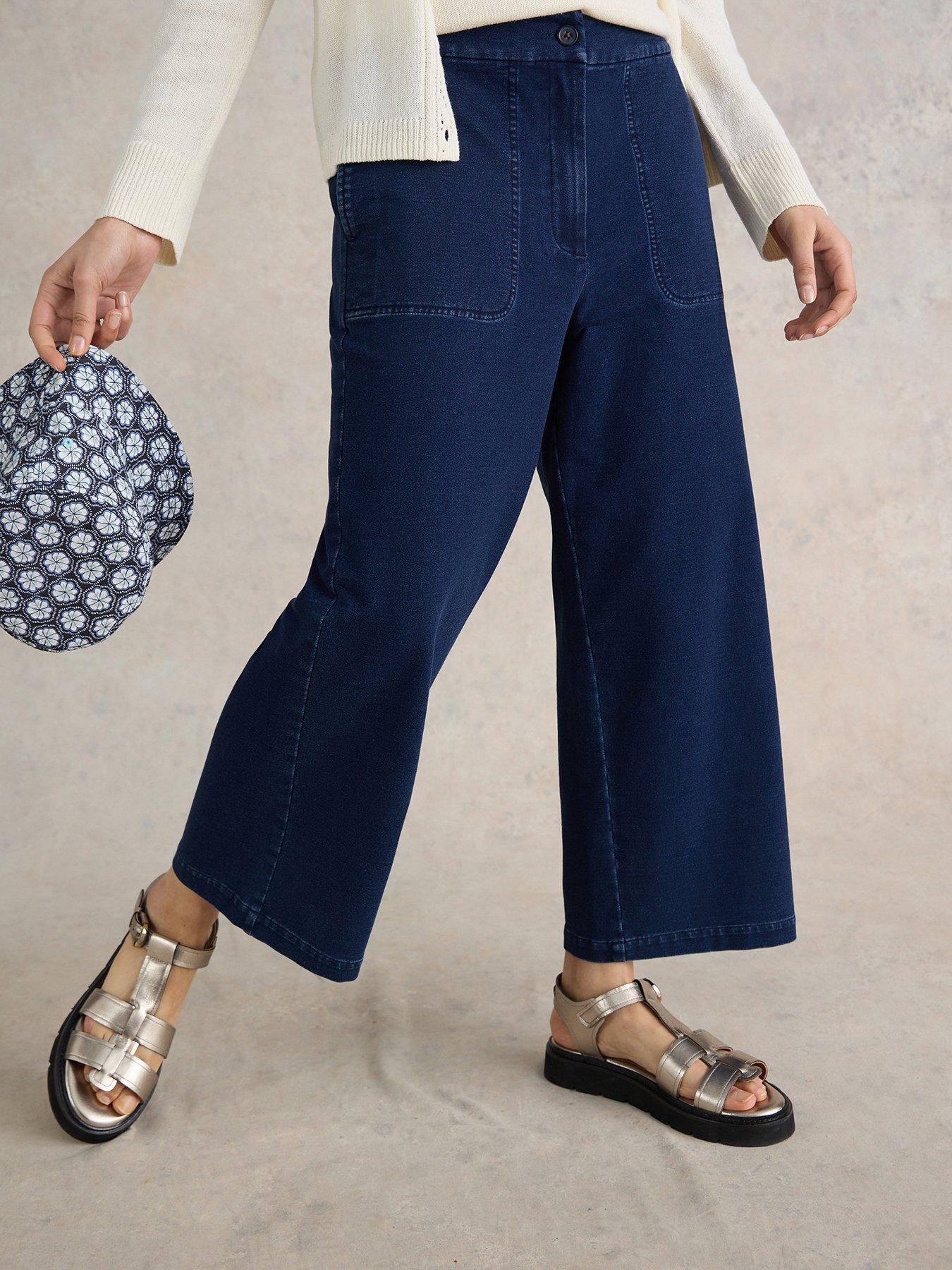 undefined Belle Jersey Wide Leg Crop - Blue