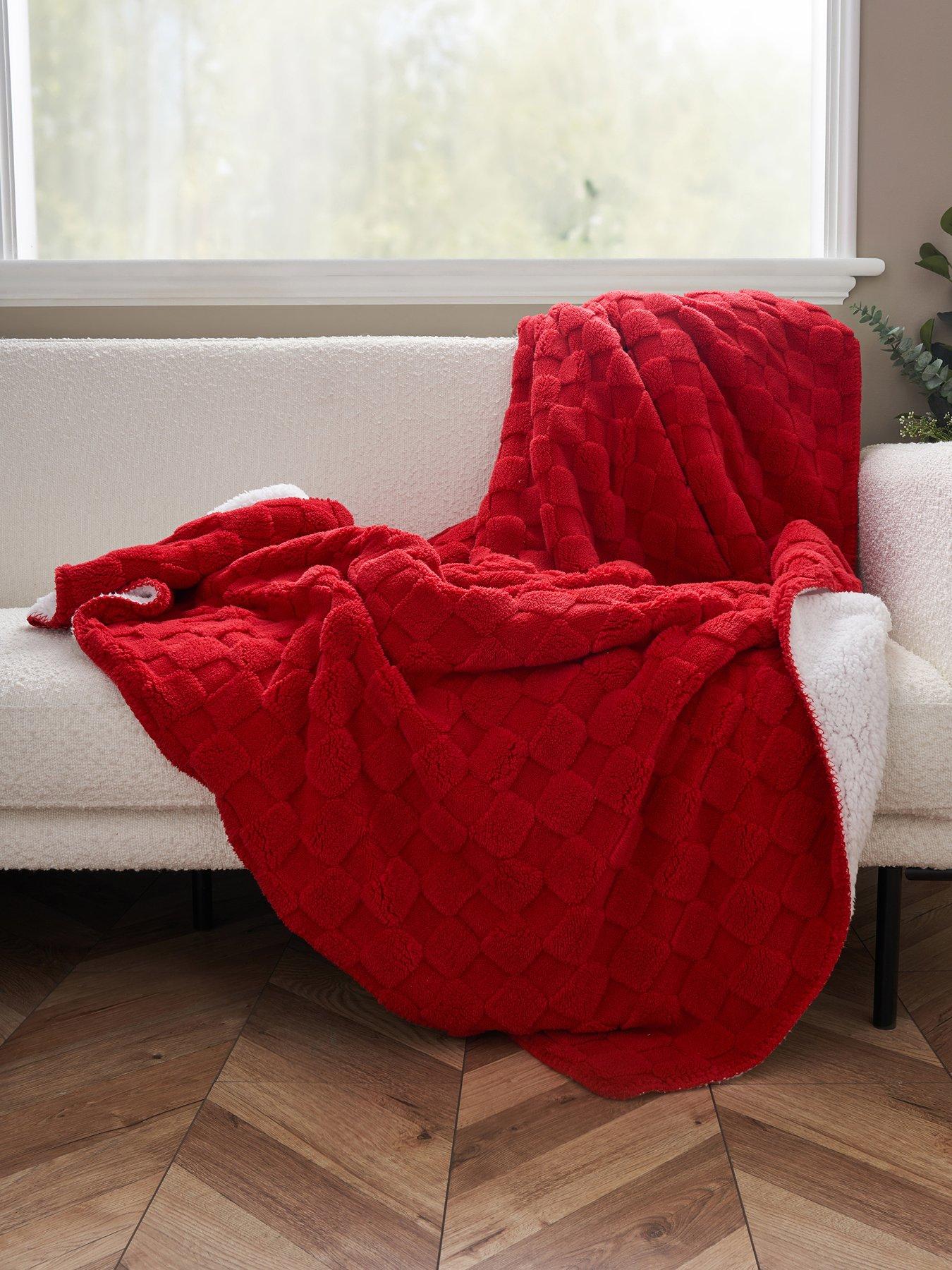 Very Home Checkerboard Throw With Sherpa Backing