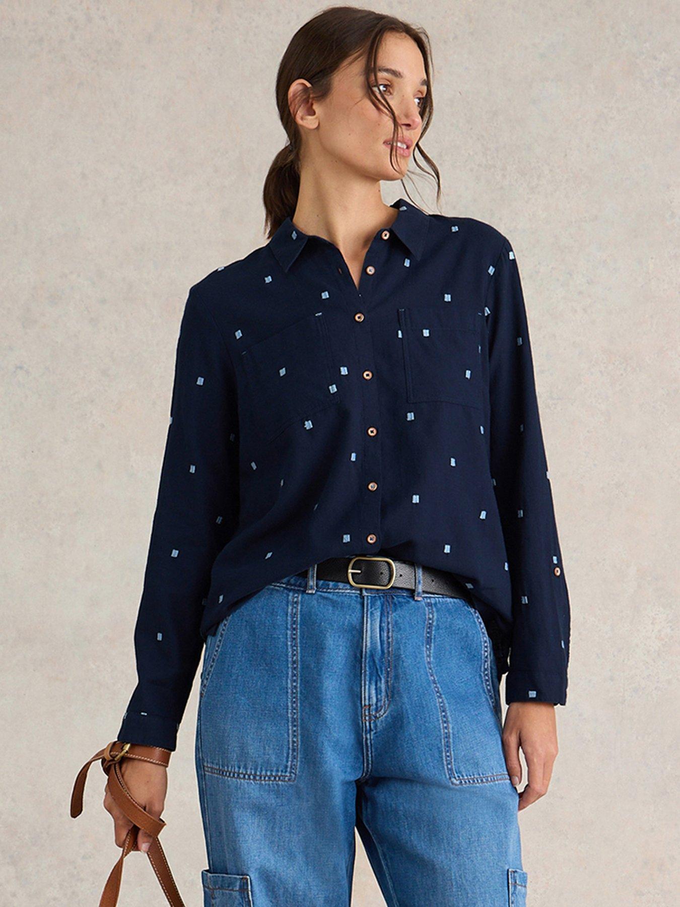 undefined Sophie Cotton Shirt - Navy