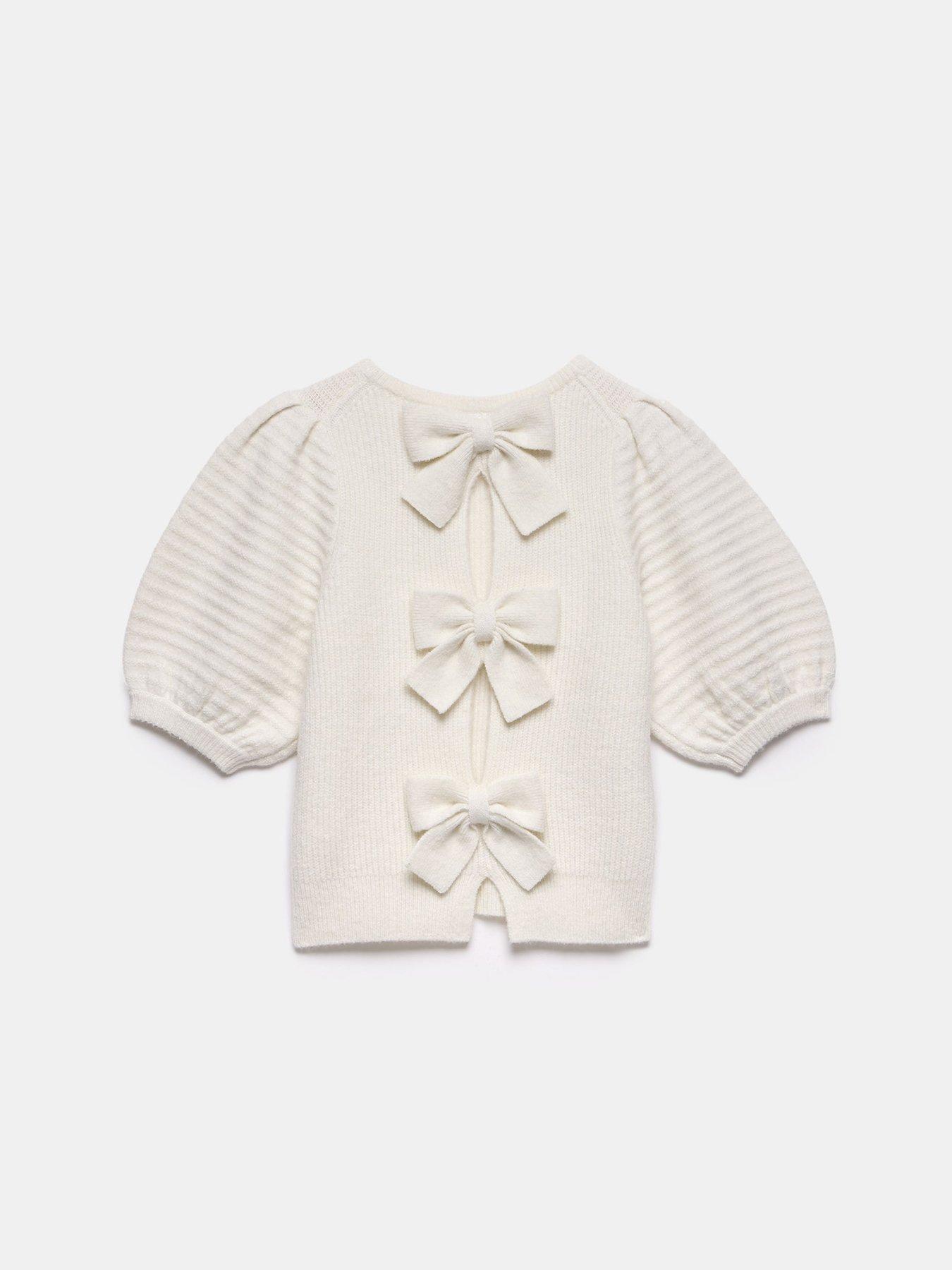 Image 5 of 6 of Mint Velvet Ivory Bow Back Knit Top