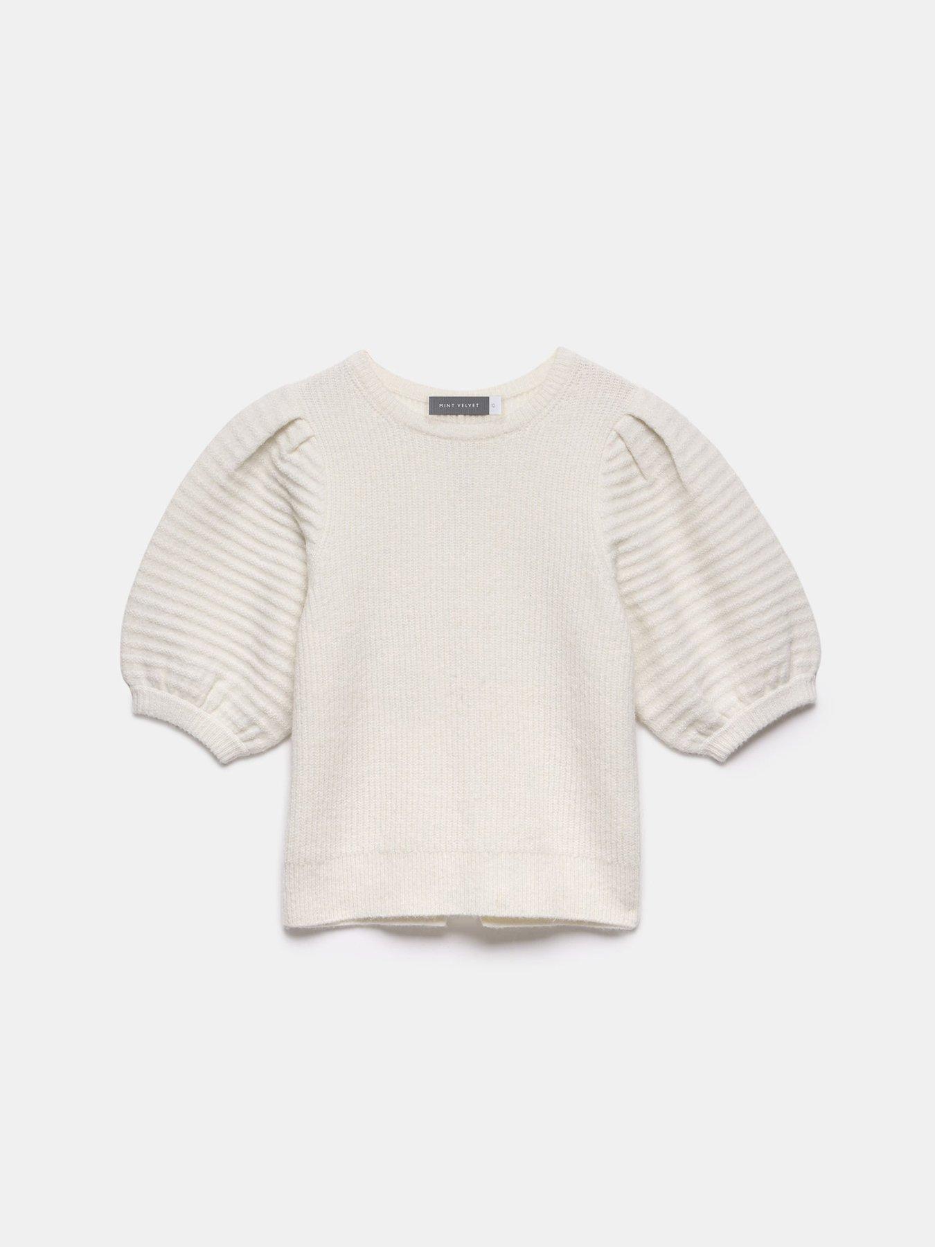 Image 6 of 6 of Mint Velvet Ivory Bow Back Knit Top