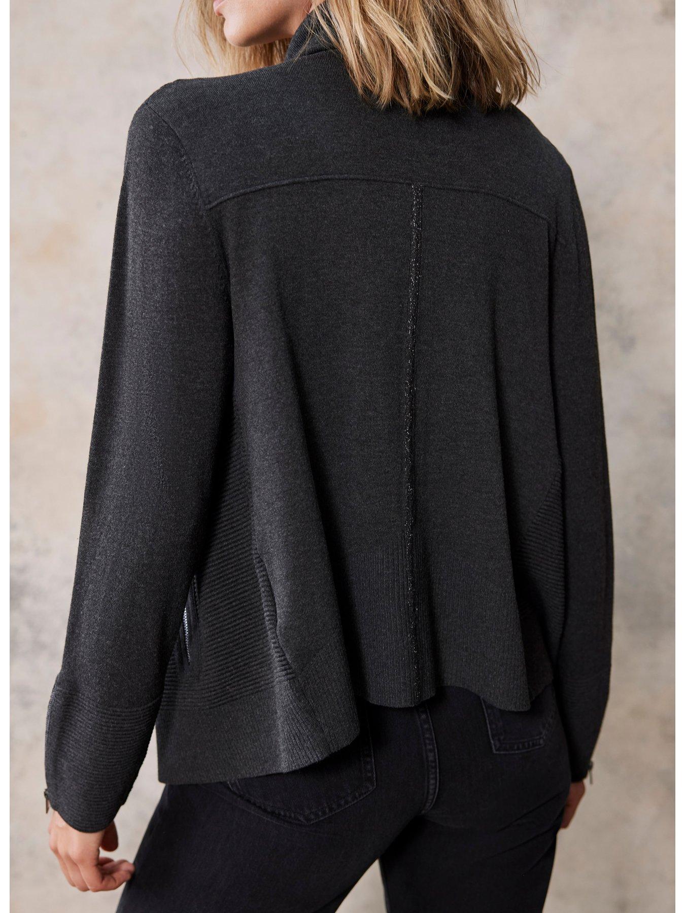 Charcoal Ottoman Zip Cardigan