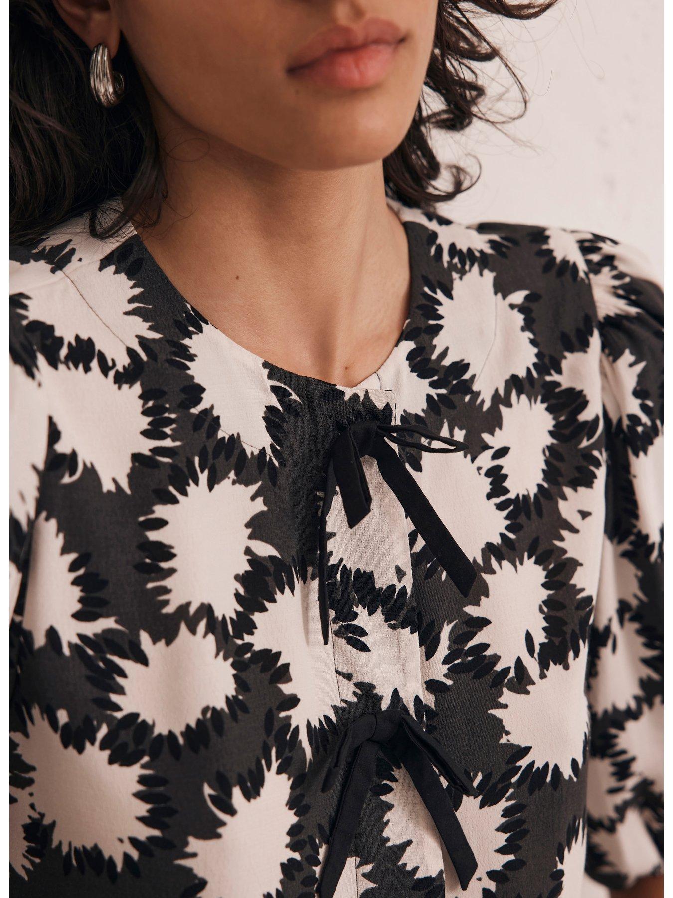 Image 3 of 5 of Mint Velvet Charcoal Abstract Print Top