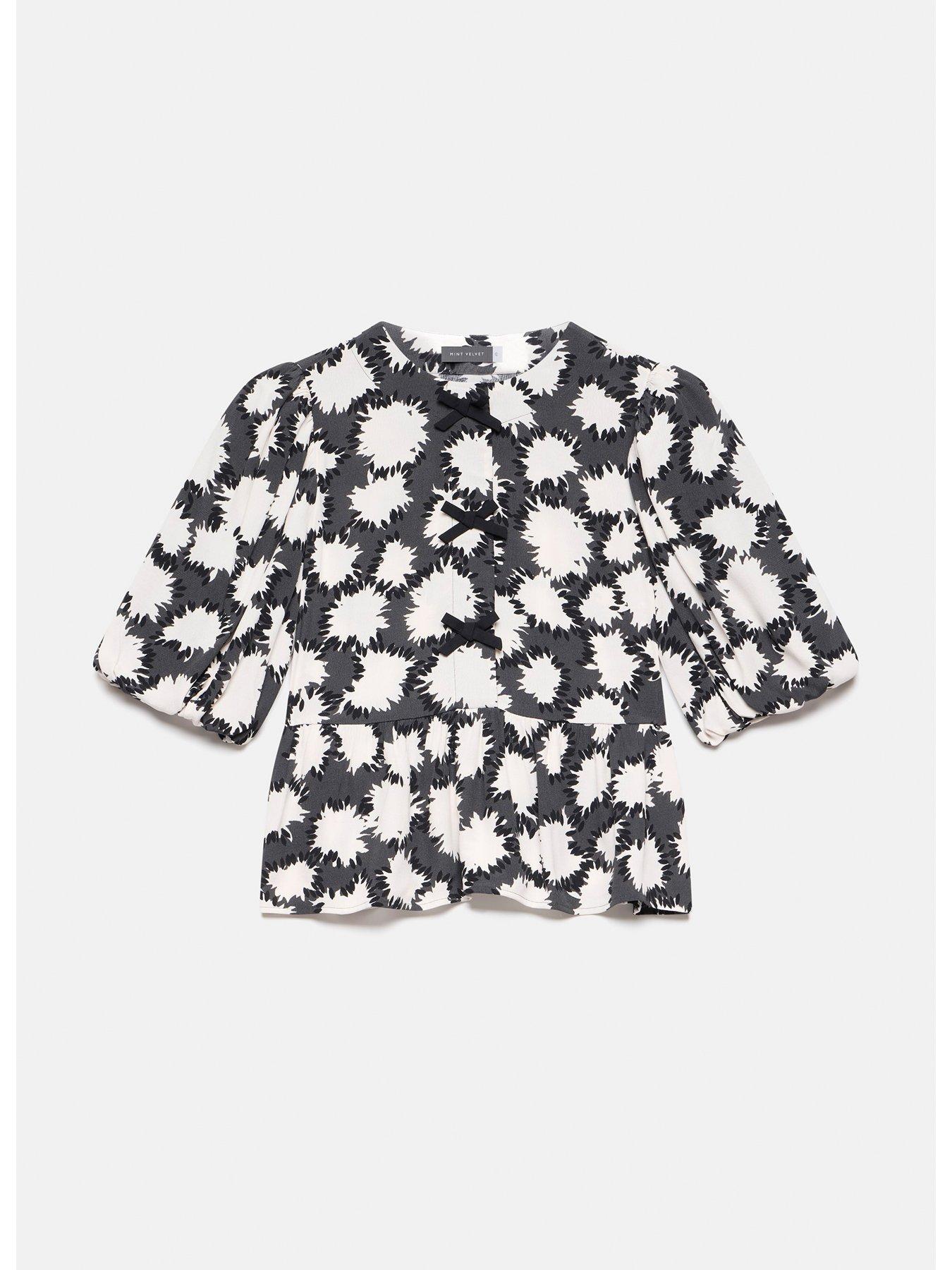 Image 4 of 5 of Mint Velvet Charcoal Abstract Print Top