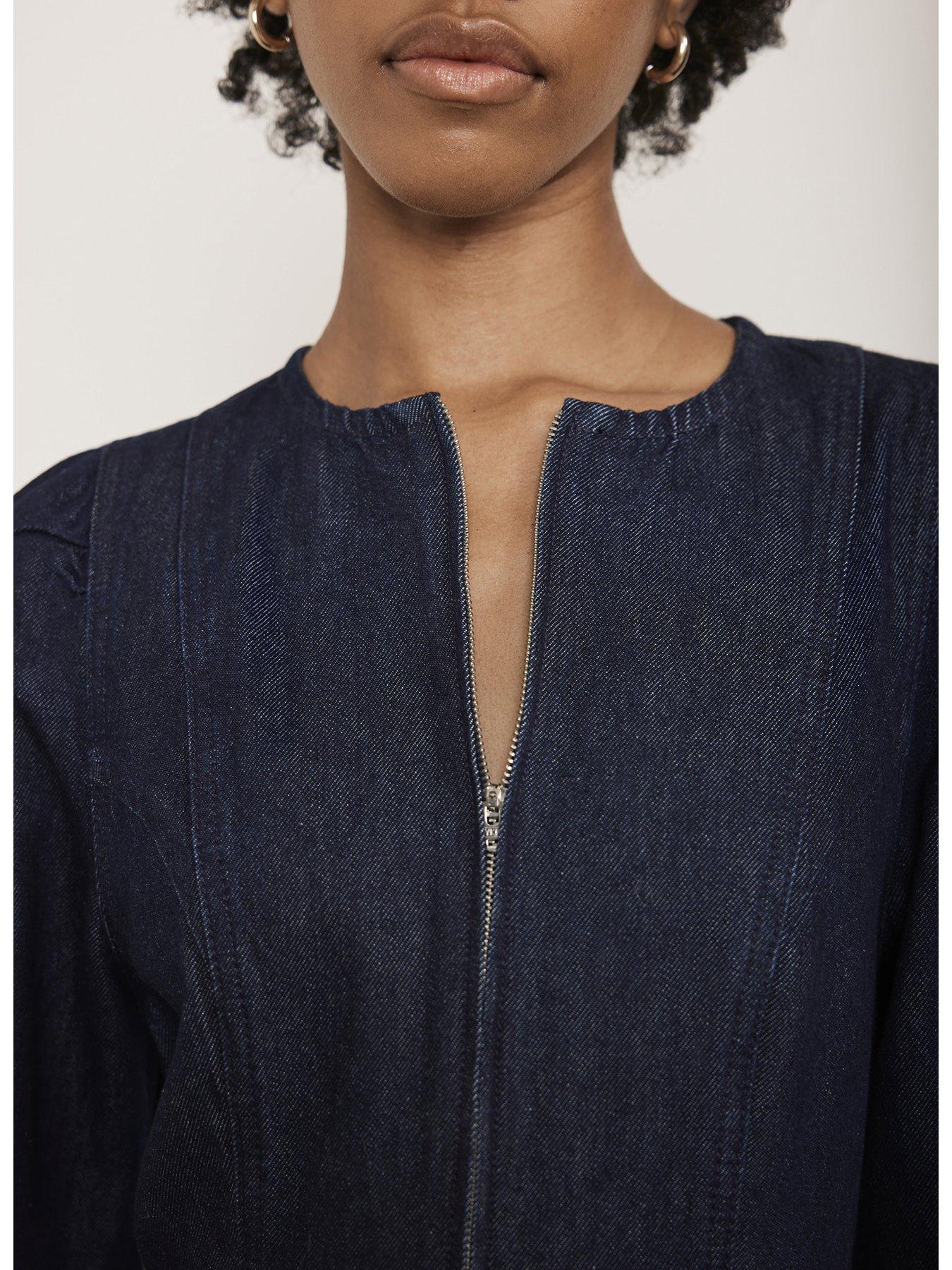 Puff Sleeve Denim Mini Dress (Medium Indigo)- Final Sale