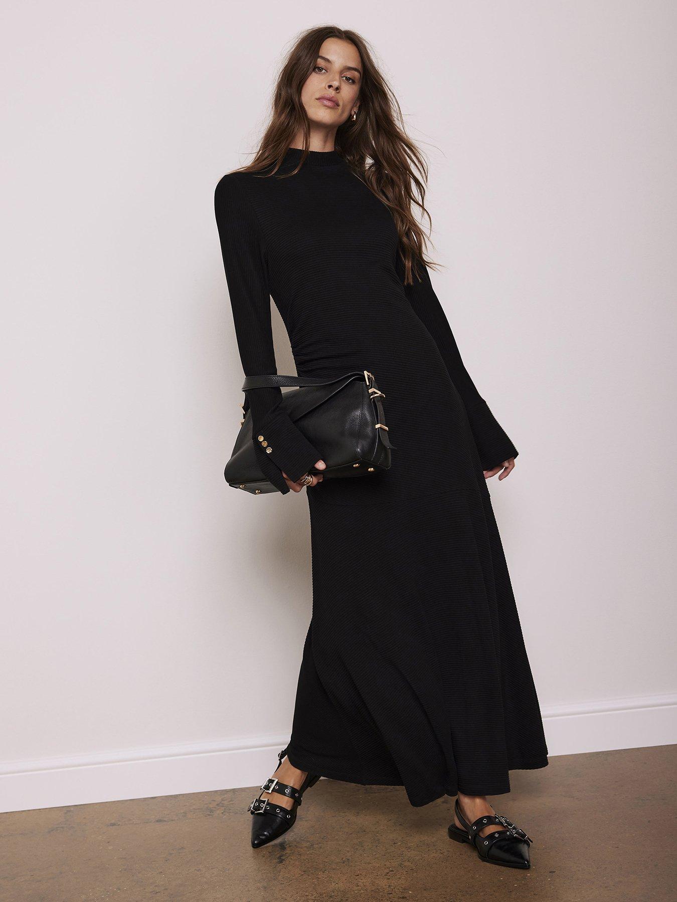 Mint Velvet Ribbed Jersey Maxi Dress Black Very