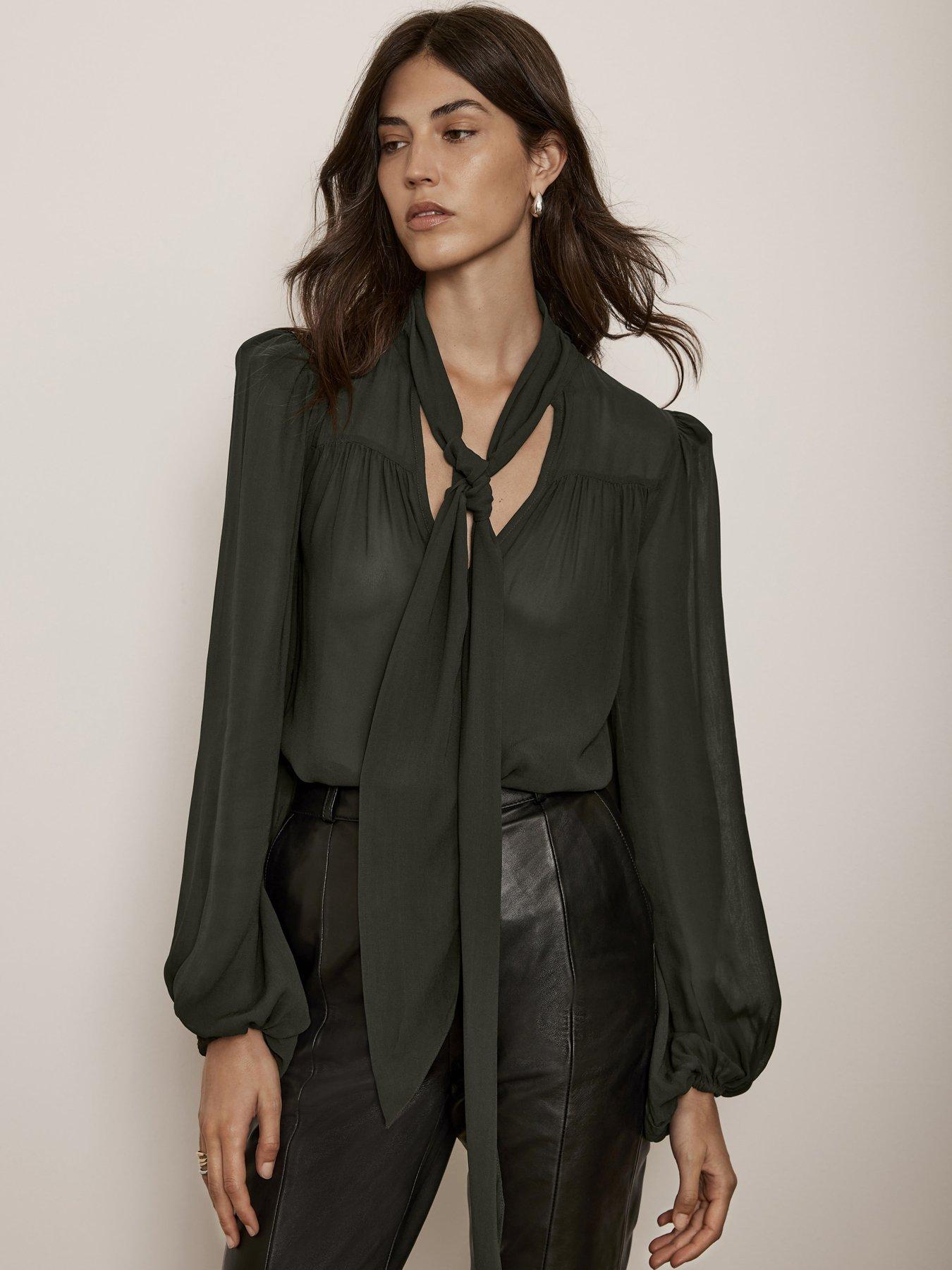 3020050 Khaki V-Neck Blouse