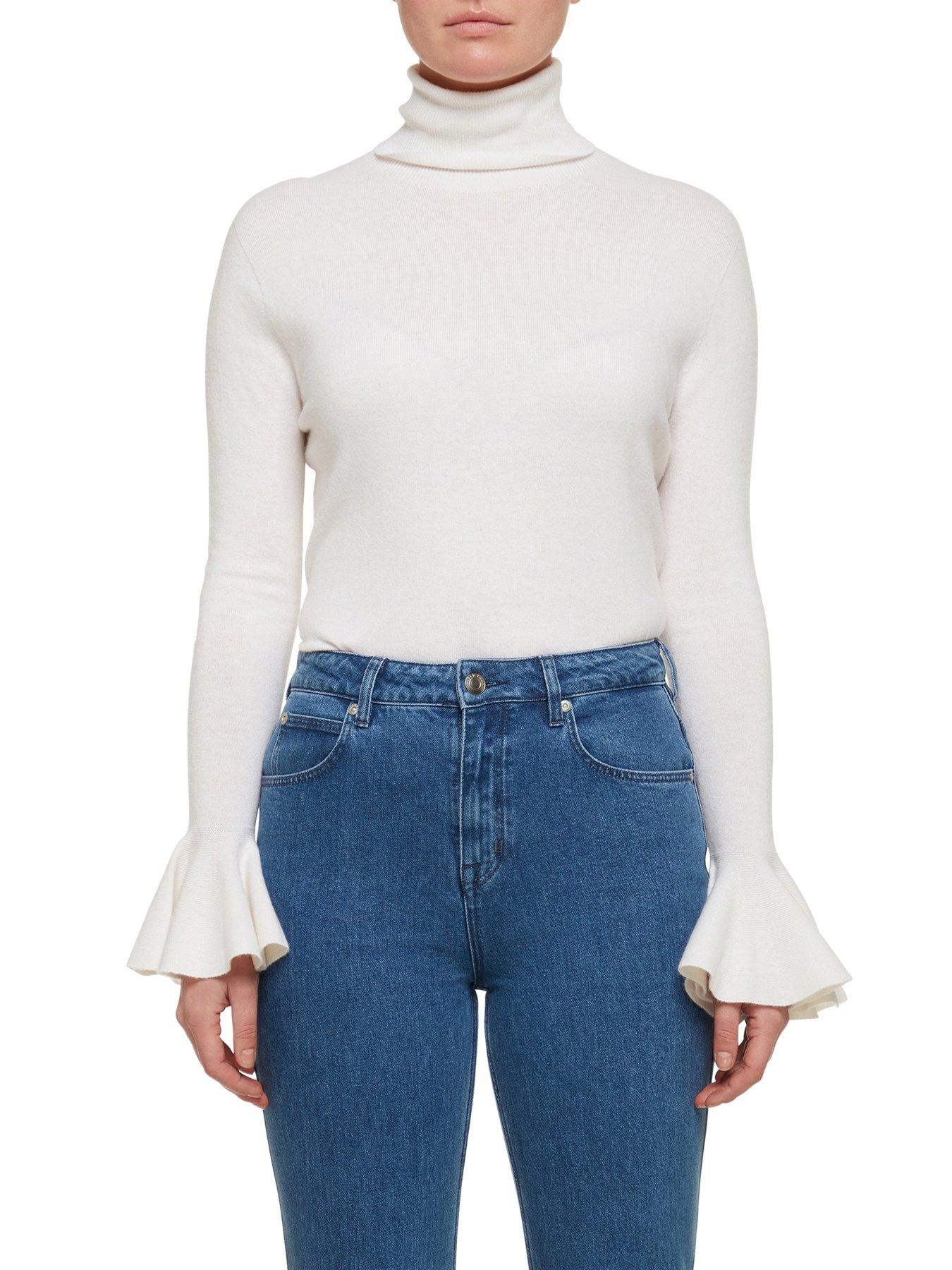 undefined Tamsenn Roll Neck Sweater With Fluted Sleeves - Off White
