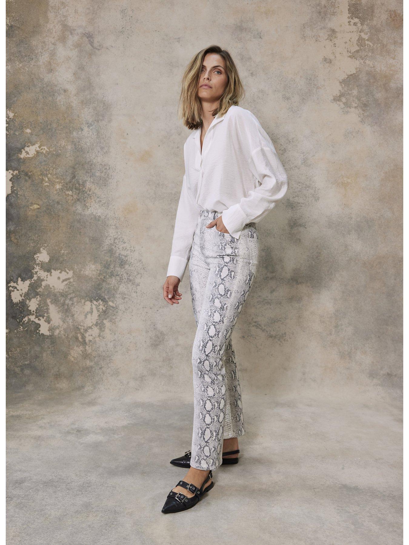 Image 4 of 6 of Mint Velvet Snake Print Slim Jean - Natural