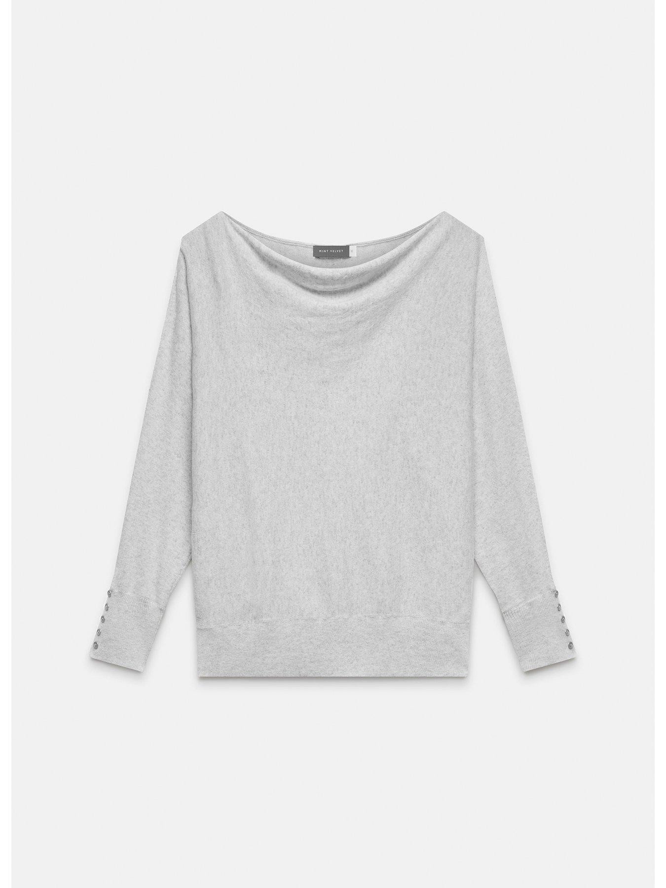 Mint Velvet Grey Cowl Neck Button Jumper Very