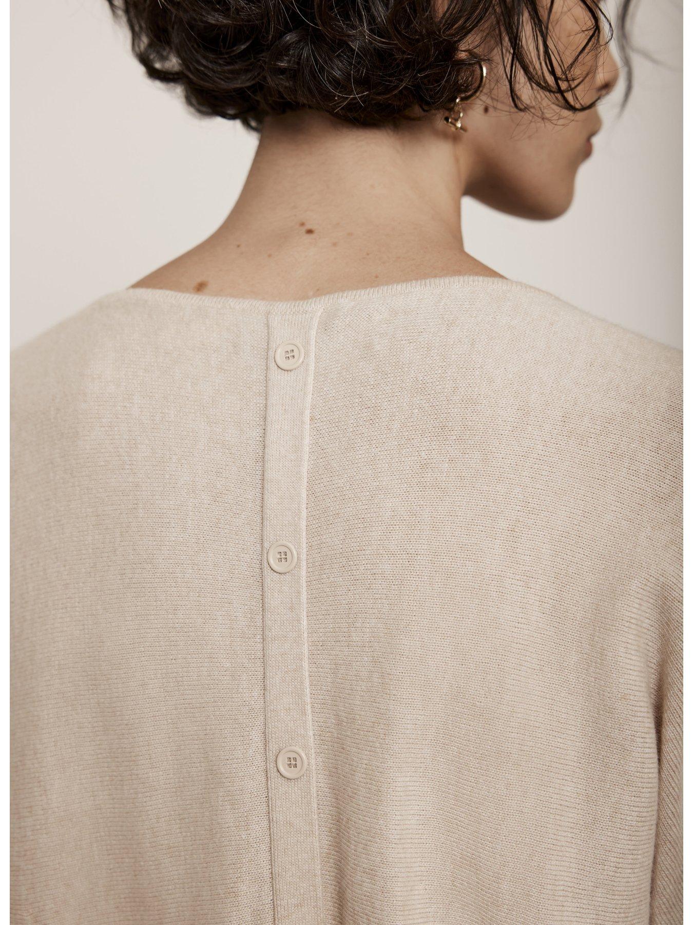 Image 2 of 6 of Mint Velvet Neutral Cowl Button Jumper - Natural