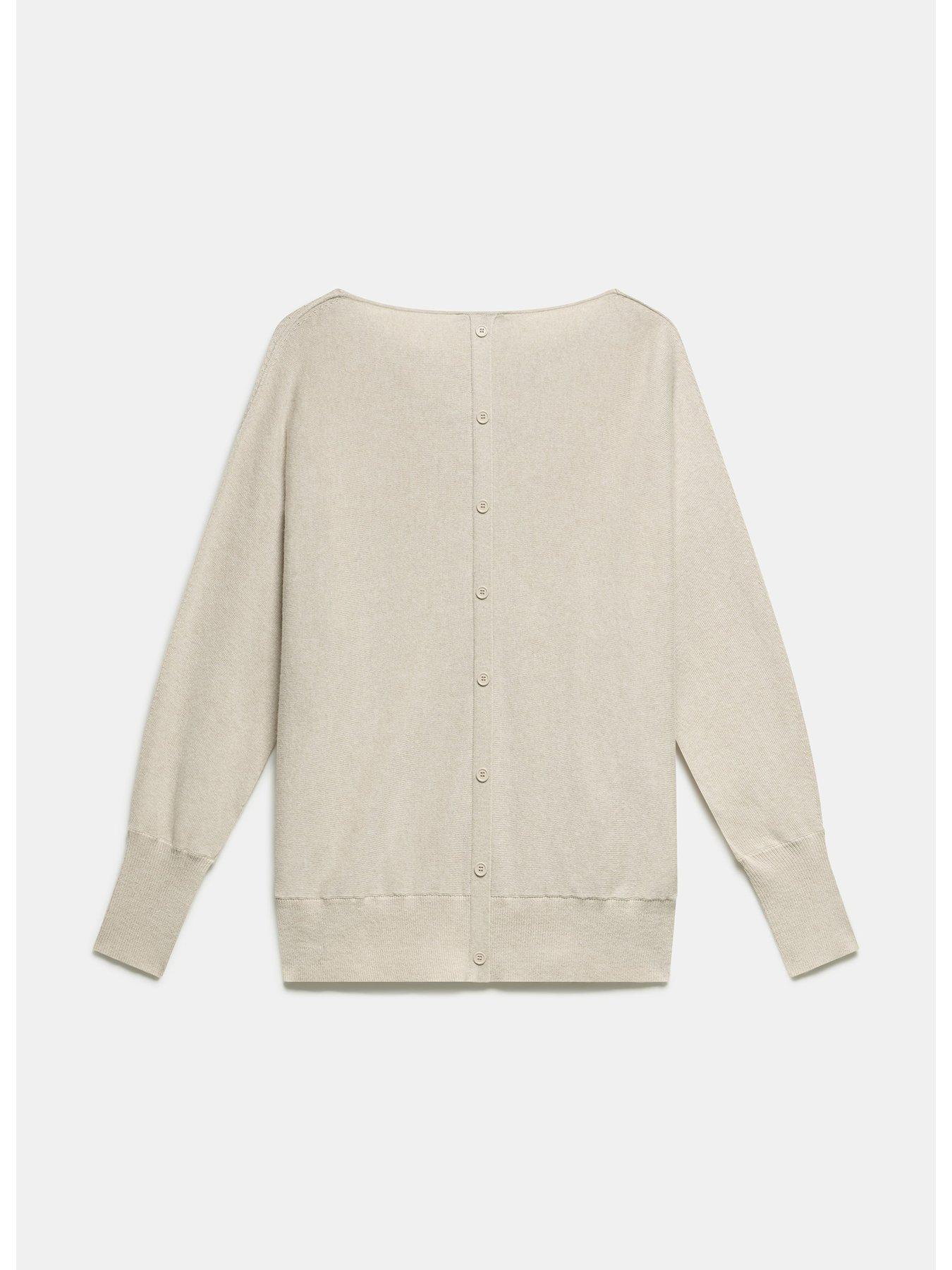 Image 6 of 6 of Mint Velvet Neutral Cowl Button Jumper - Natural