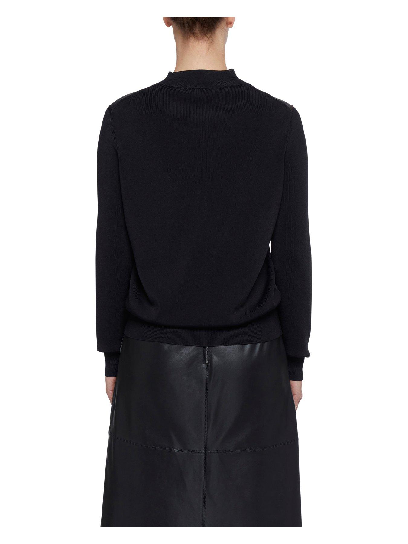 Image 2 of 2 of Ted Baker Tabithr Printed Woven Front Long Sleeve Sweater - Black