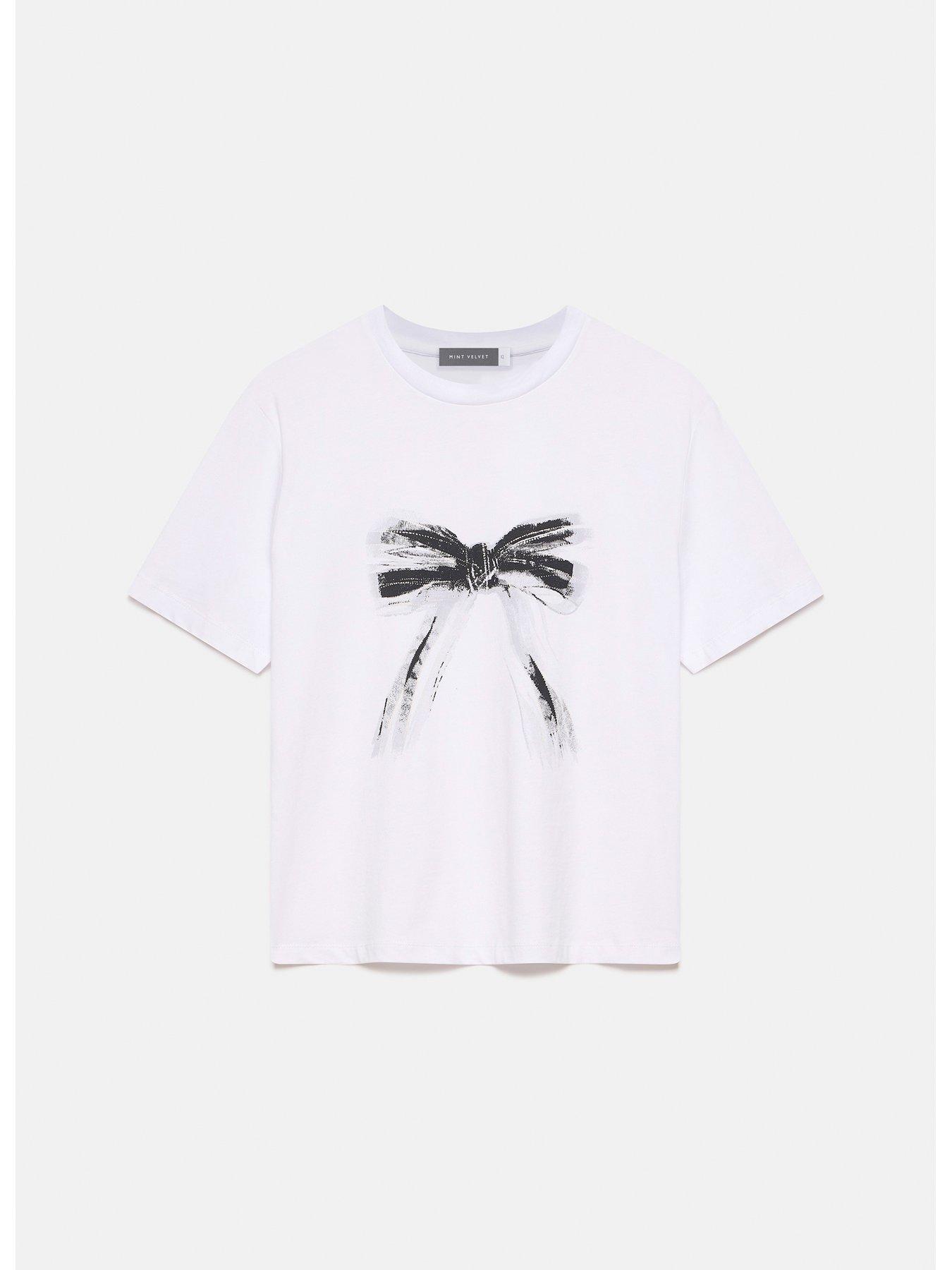 Mint Velvet White Bow Motif T-Shirt | Very.co.uk