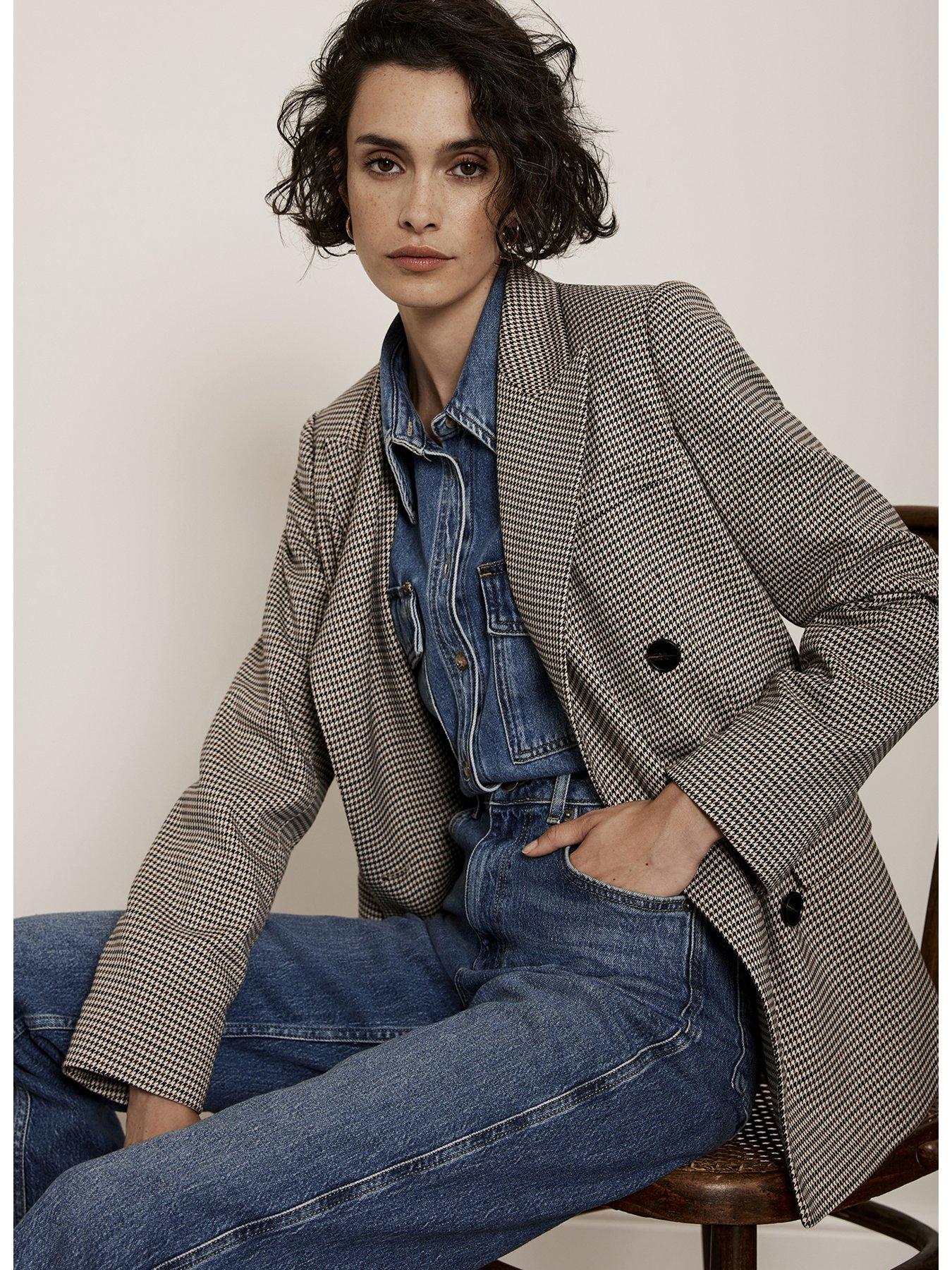Mint Velvet Neutral Check Blazer Very