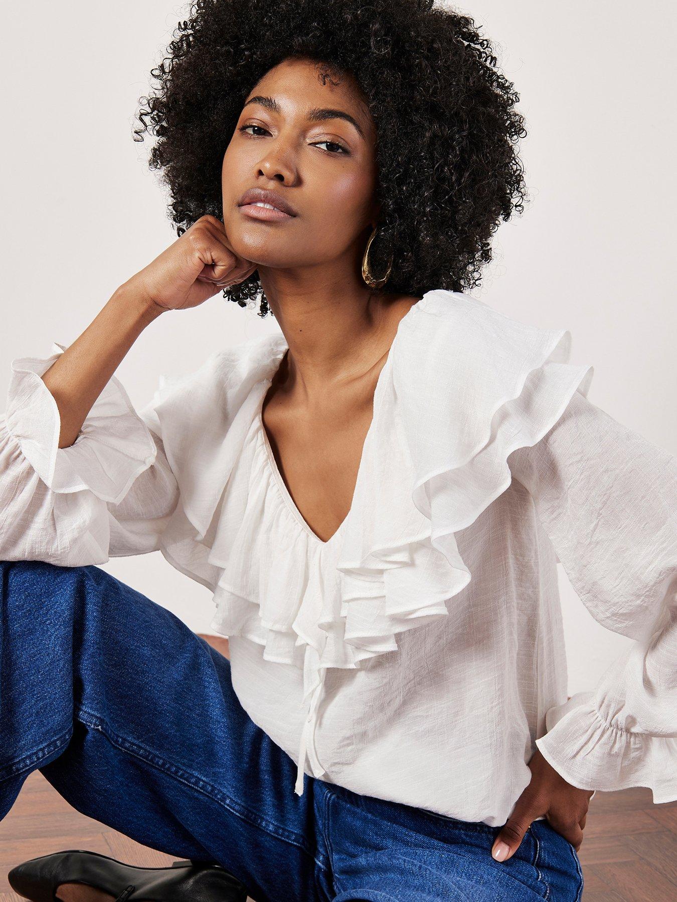 Women's ruffle collar blouse sales
