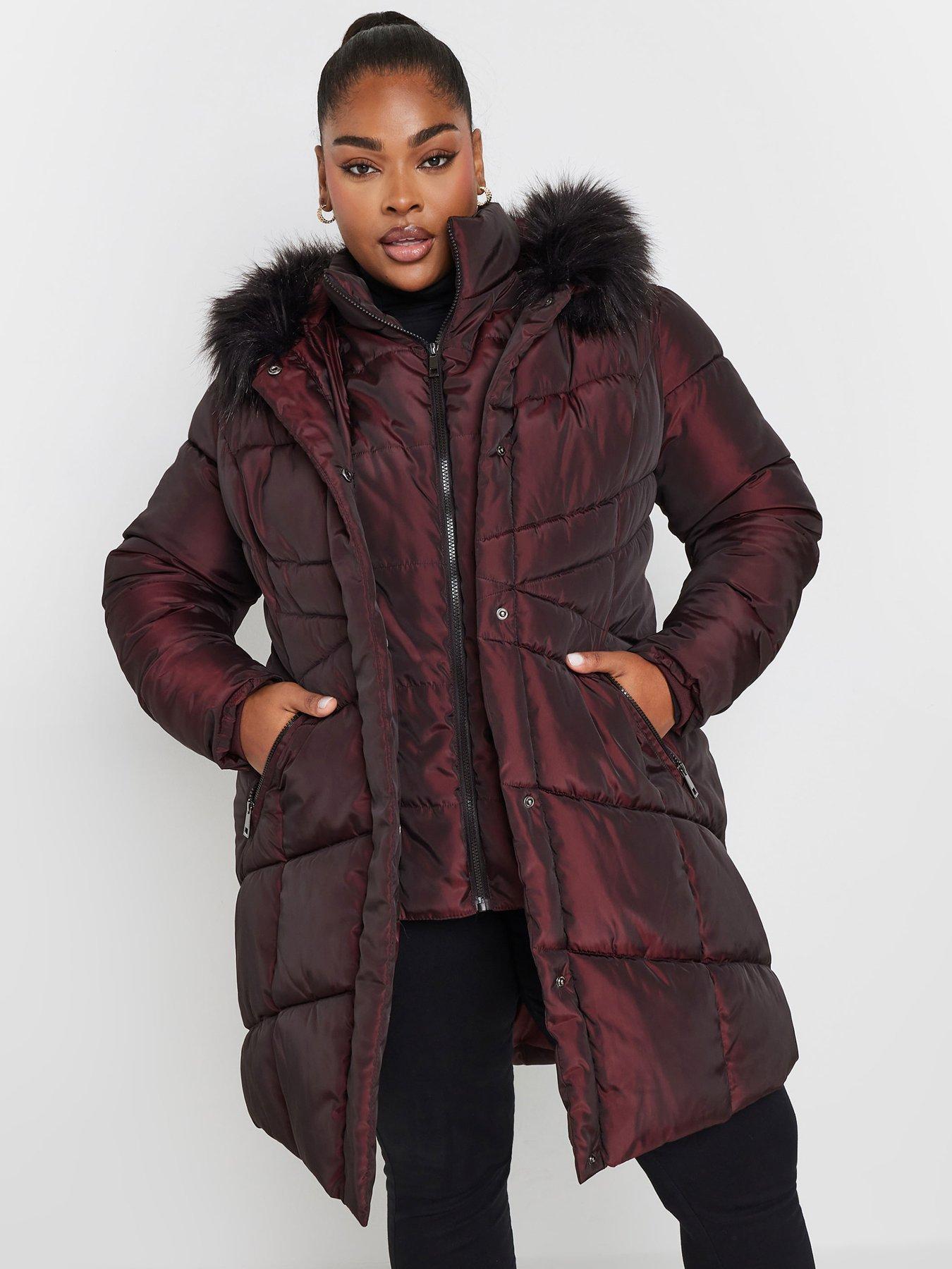 Coat fur hood womens hotsell