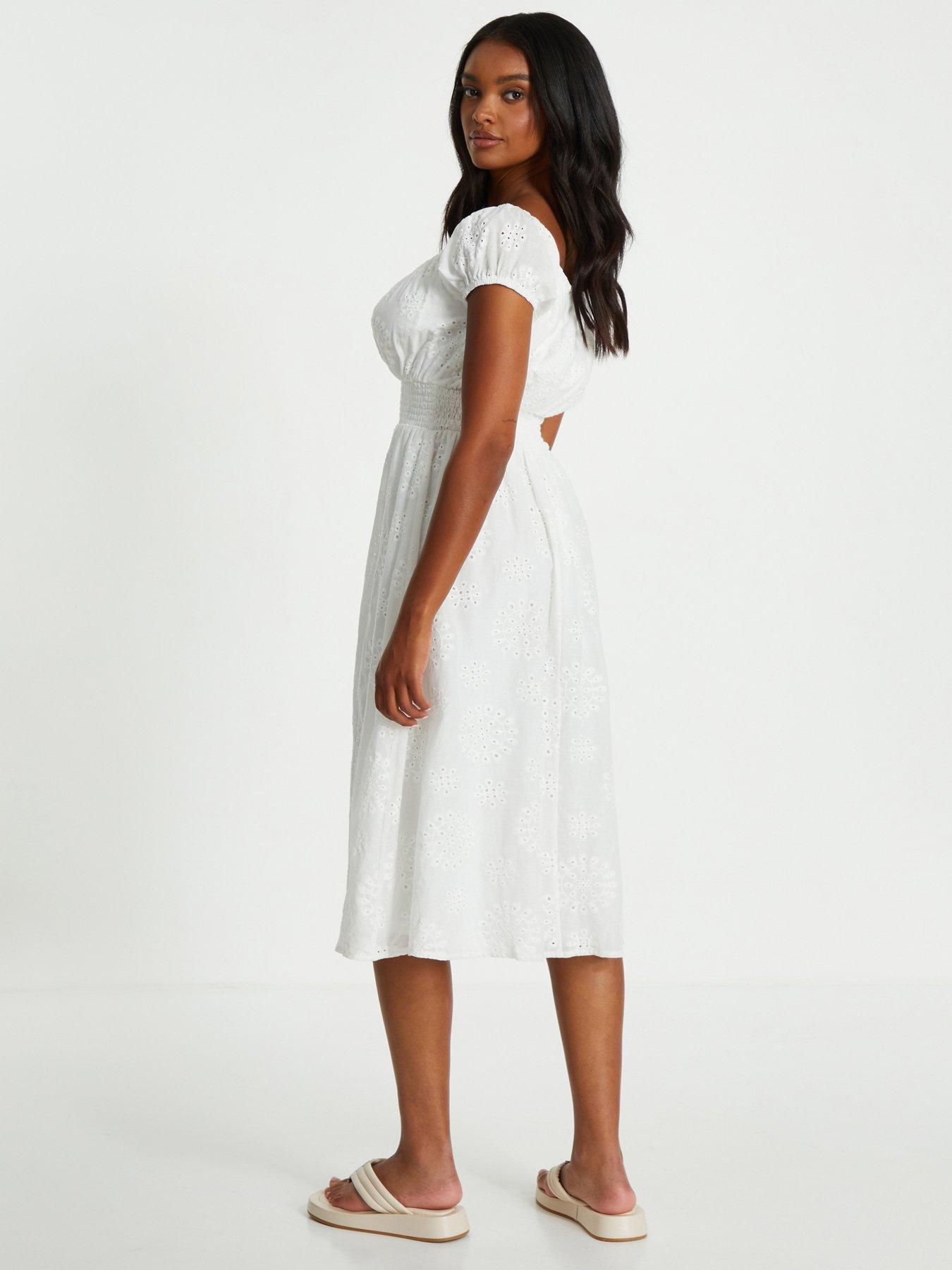 Lace Quiz Grey Bardot Dress Quiz Embroidered Bardot Midi Dress White Very