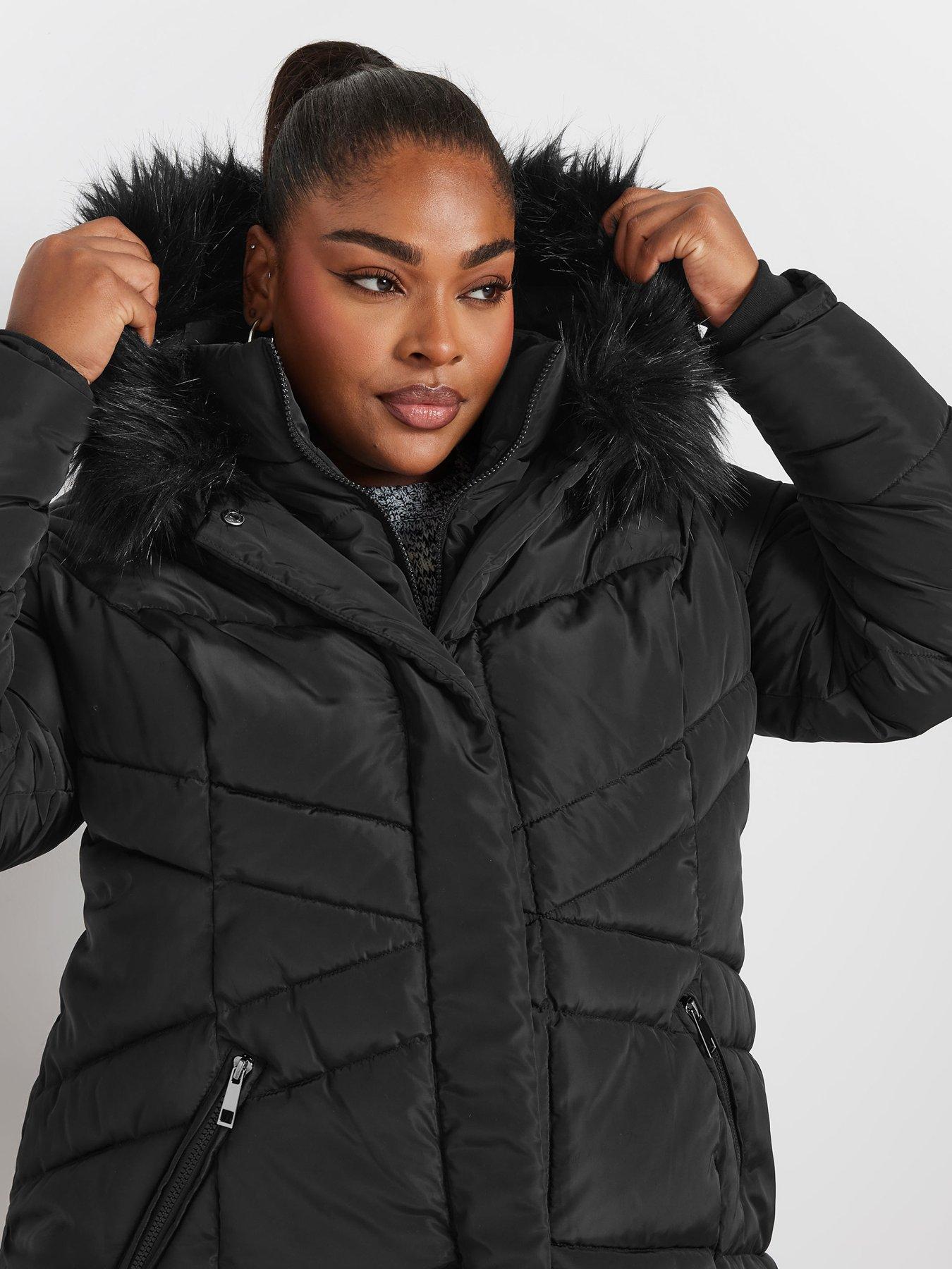 Curve Midi Padded Puffer Coat Black