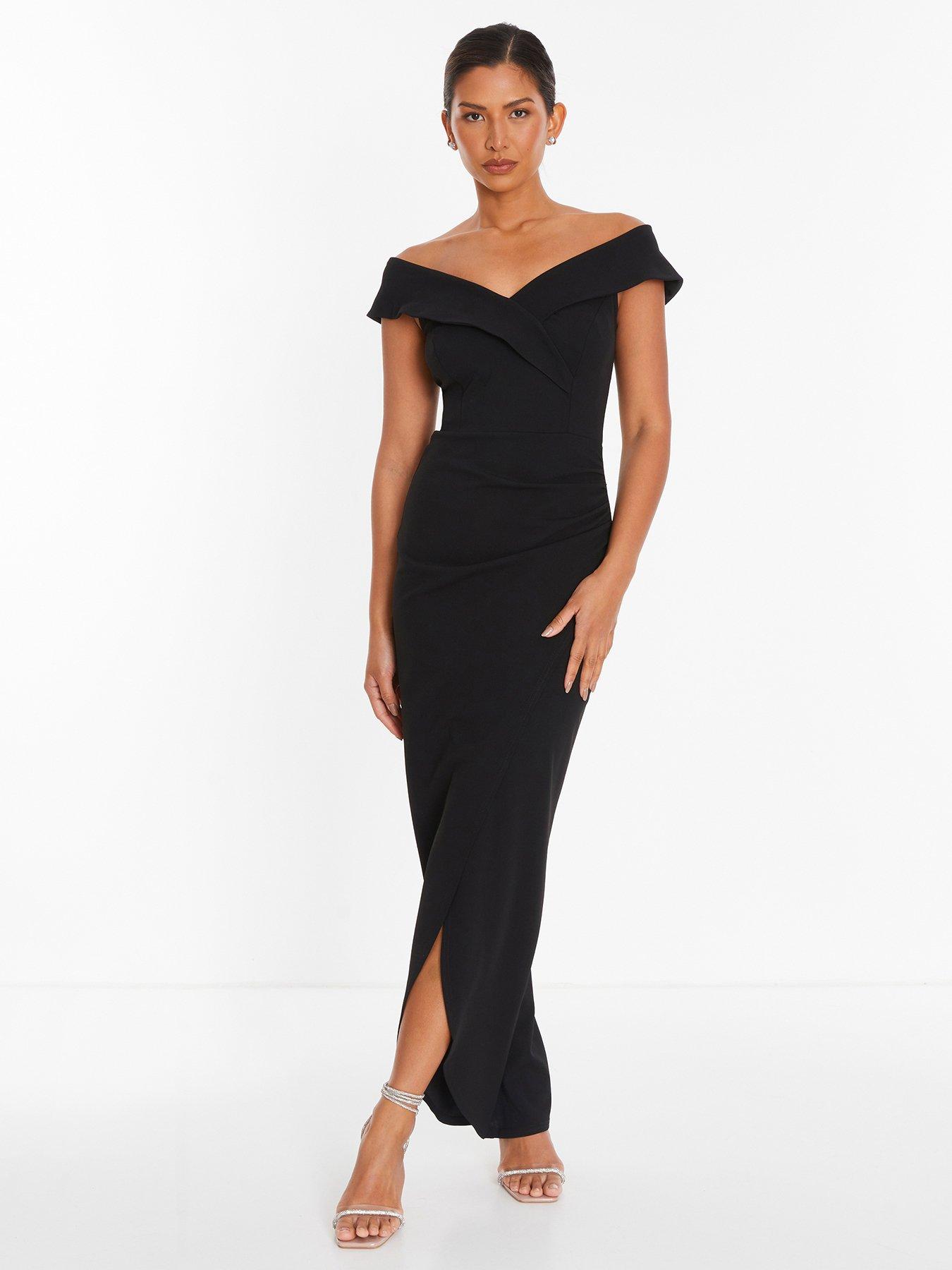undefined Black Bardot Wrap Maxi Dress