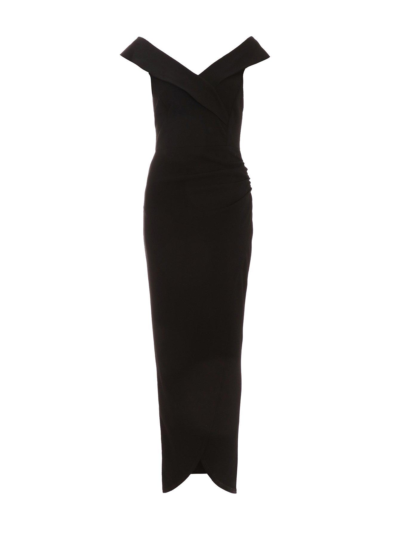 Quiz Black Bardot Wrap Maxi Dress Very