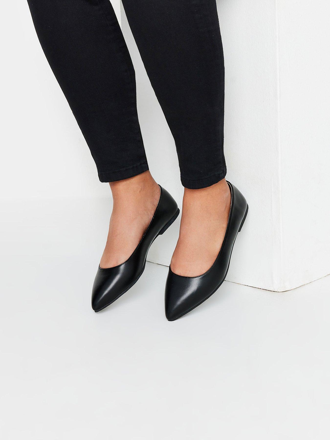 Yours Extra Wide Fit Pu Flat Point Shoe Black Very
