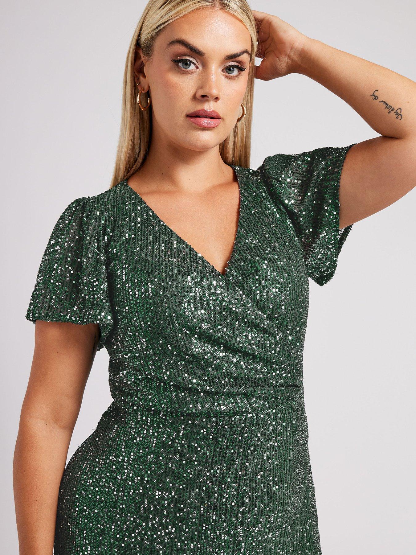 Plus size wrap sequin dress hotsell