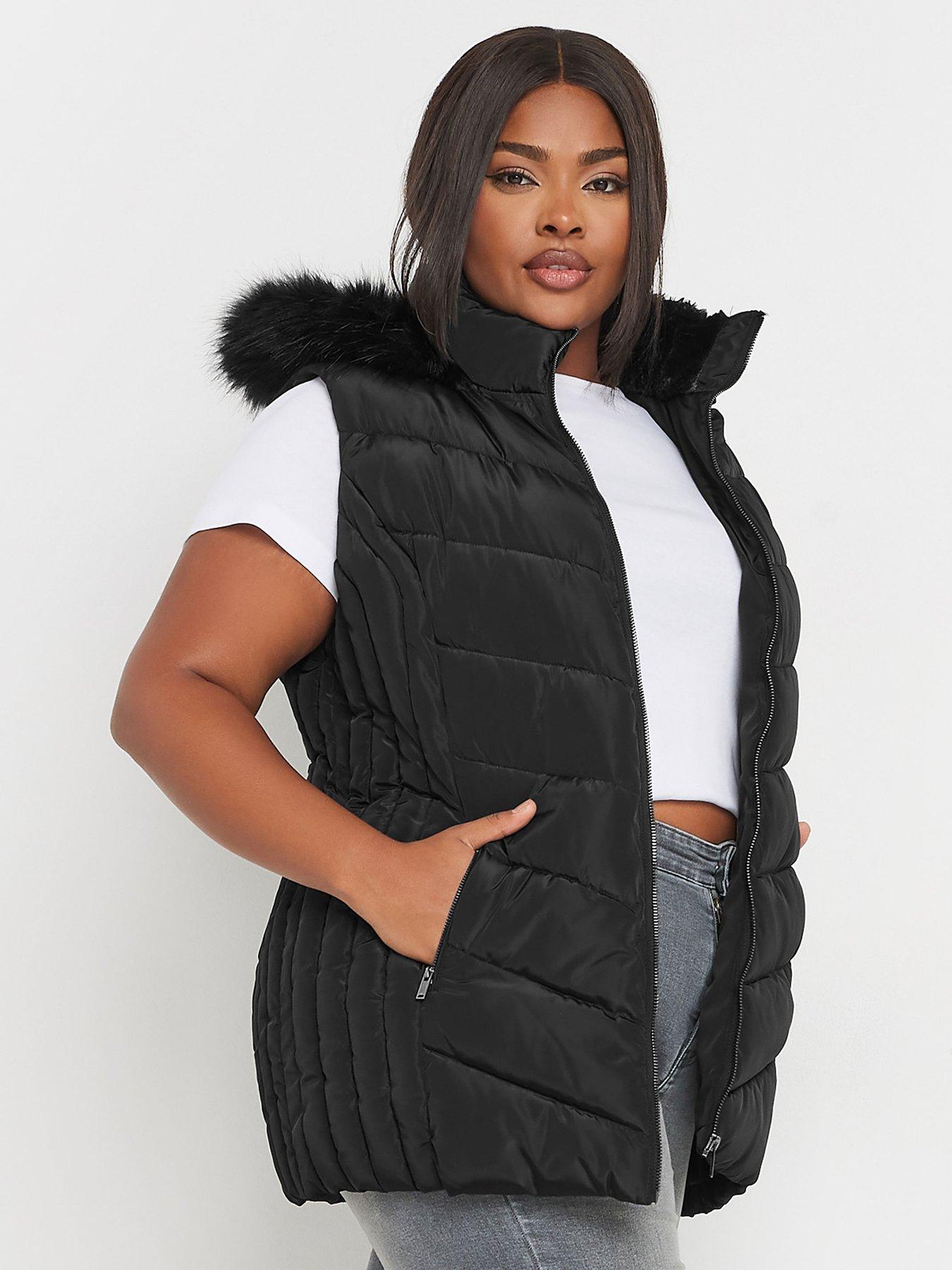 Black hooded faux fur short coat best sale