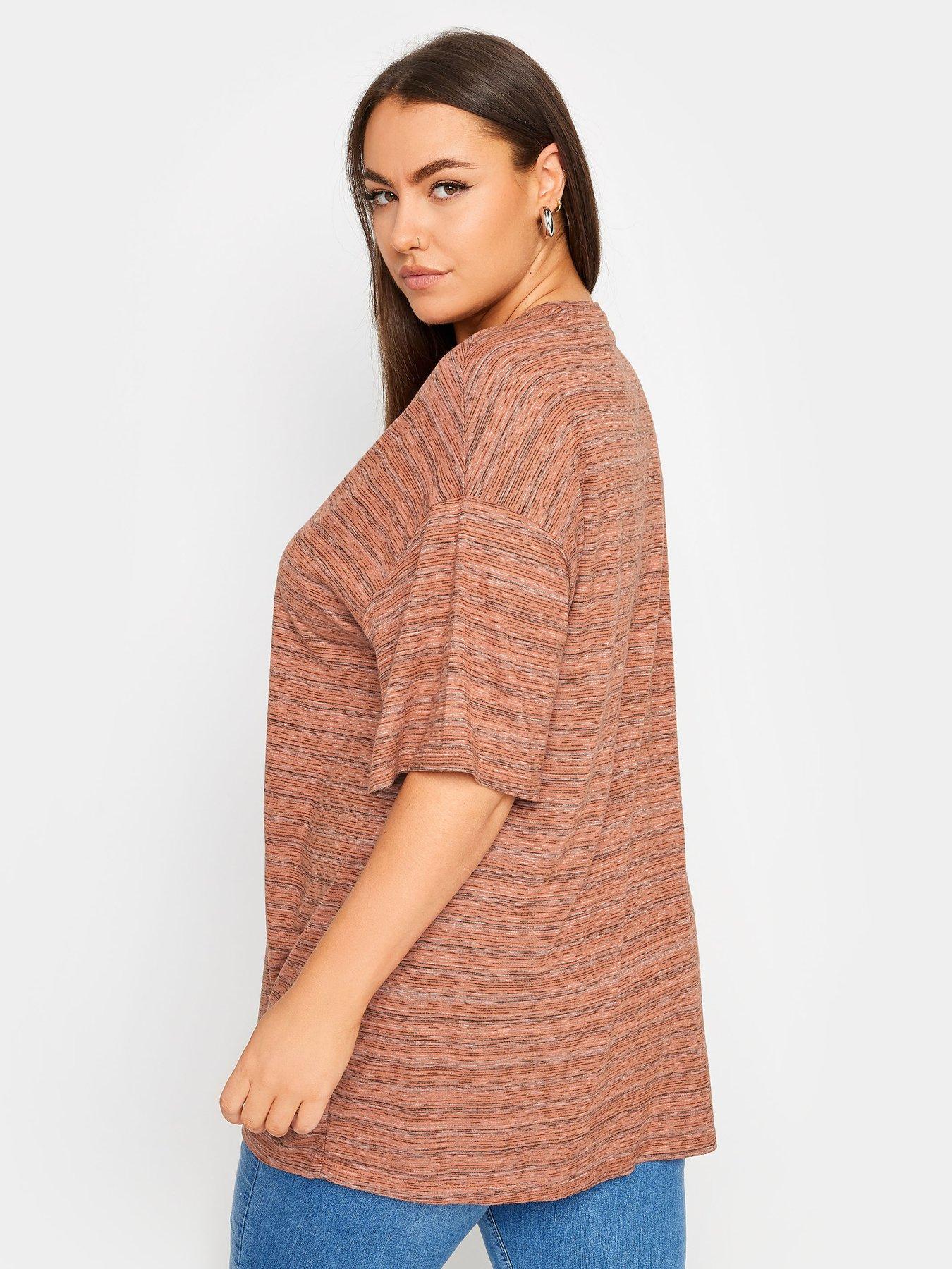 Image 2 of 4 of Yours Curve Striped Oversized Top - Orange