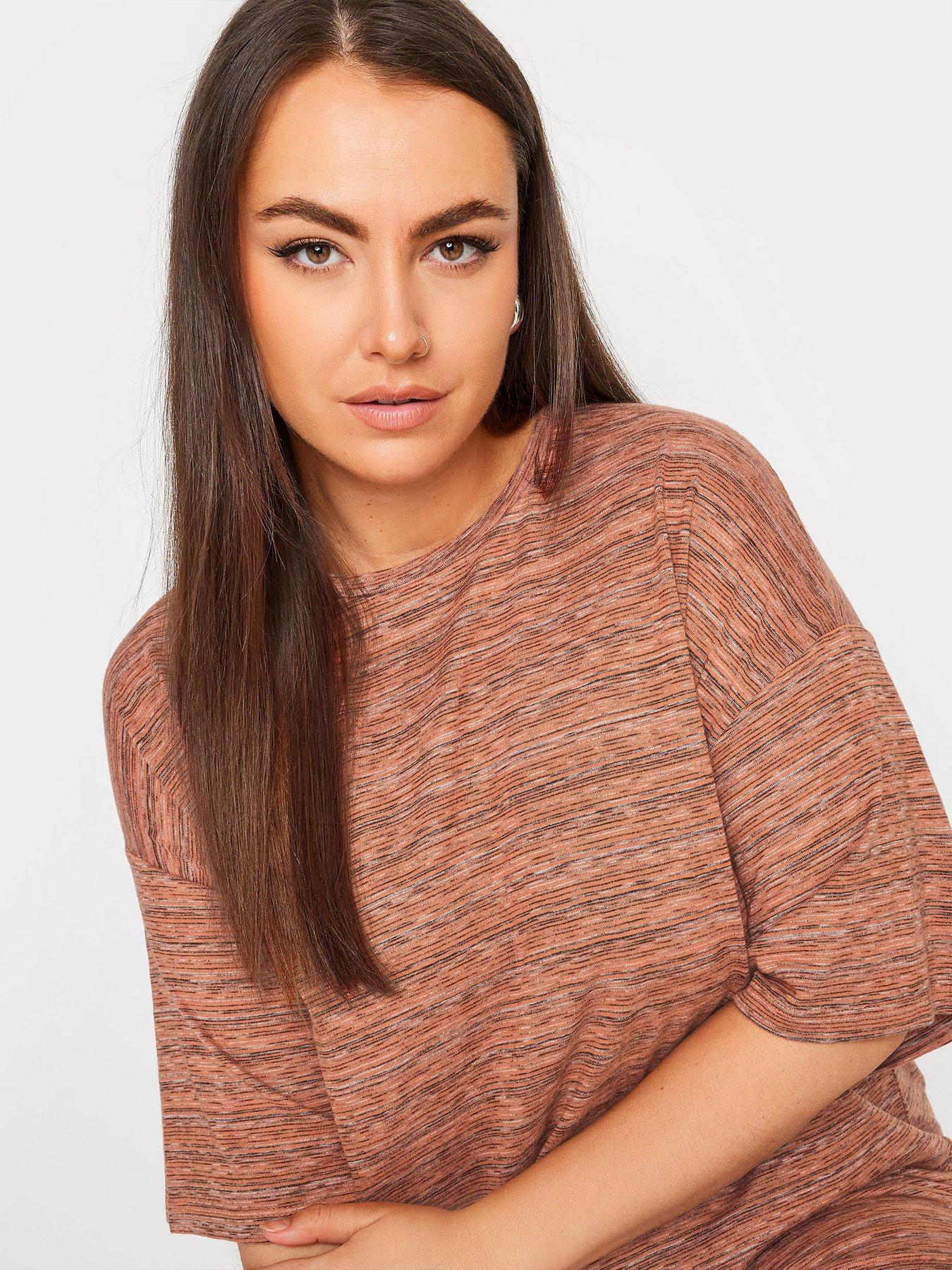 Image 4 of 4 of Yours Curve Striped Oversized Top - Orange