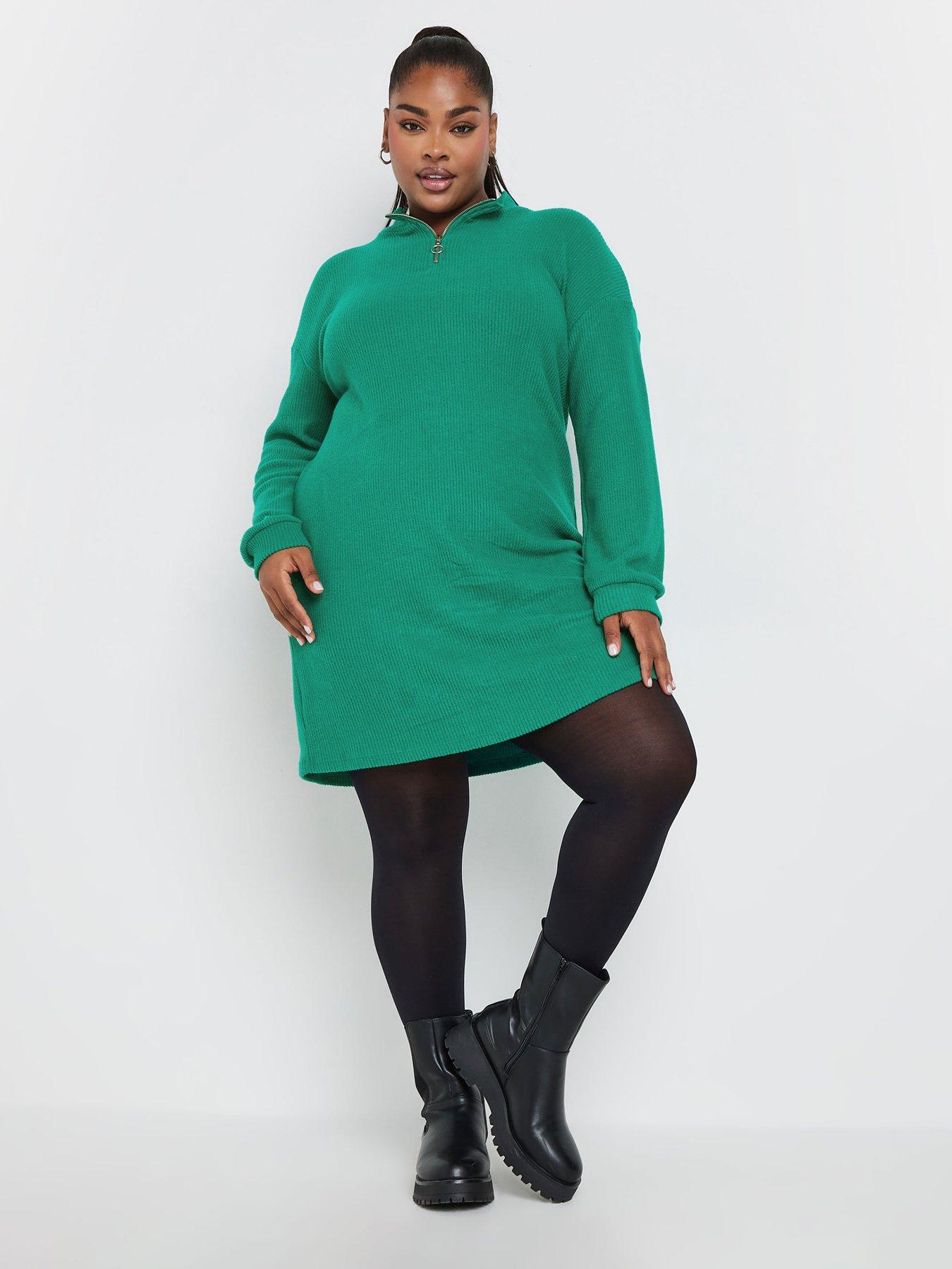 Yours Curve Soft Touch Zip Neck Jumper Dress Very