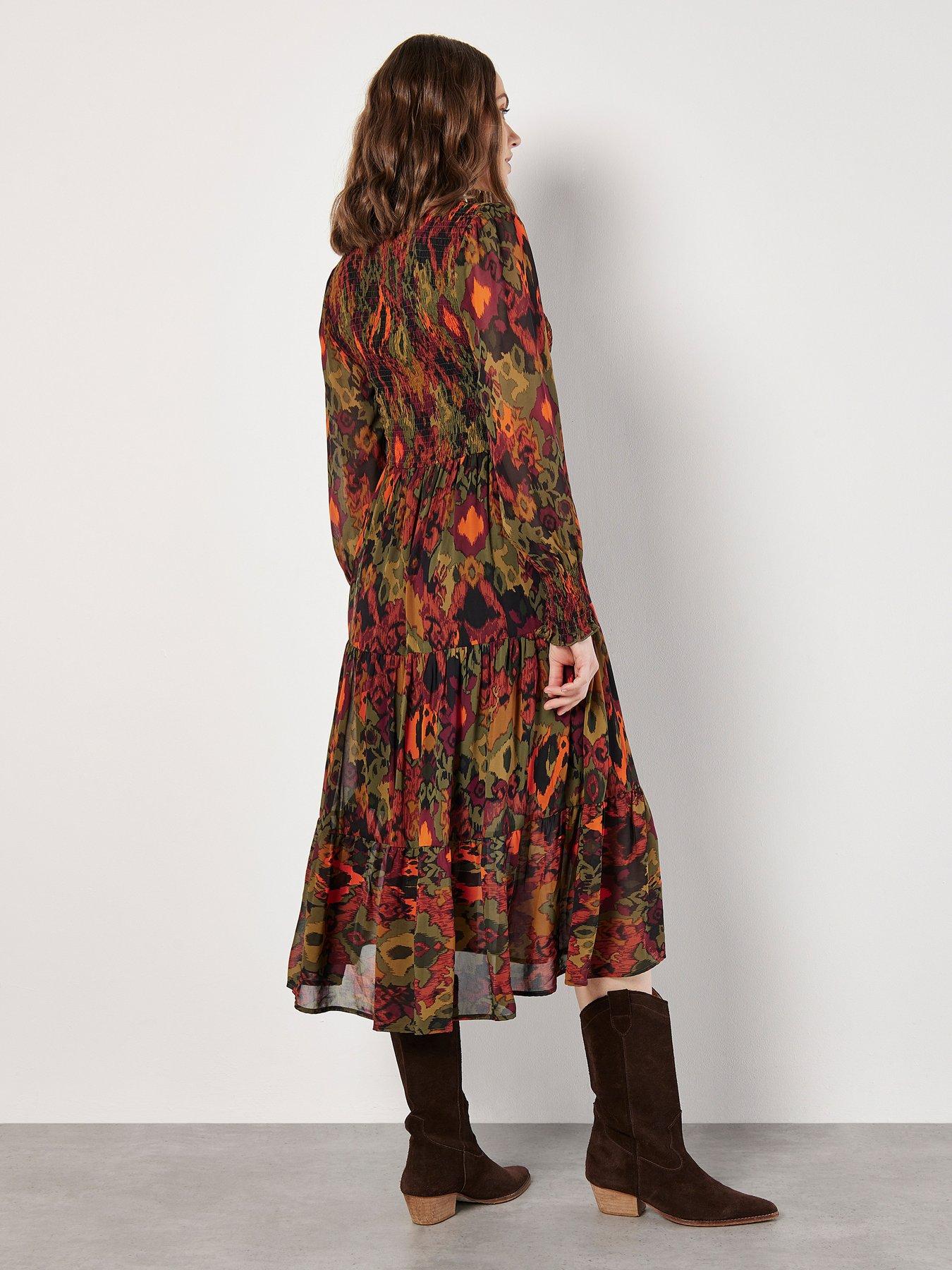 Brown Ikat Midi Dress