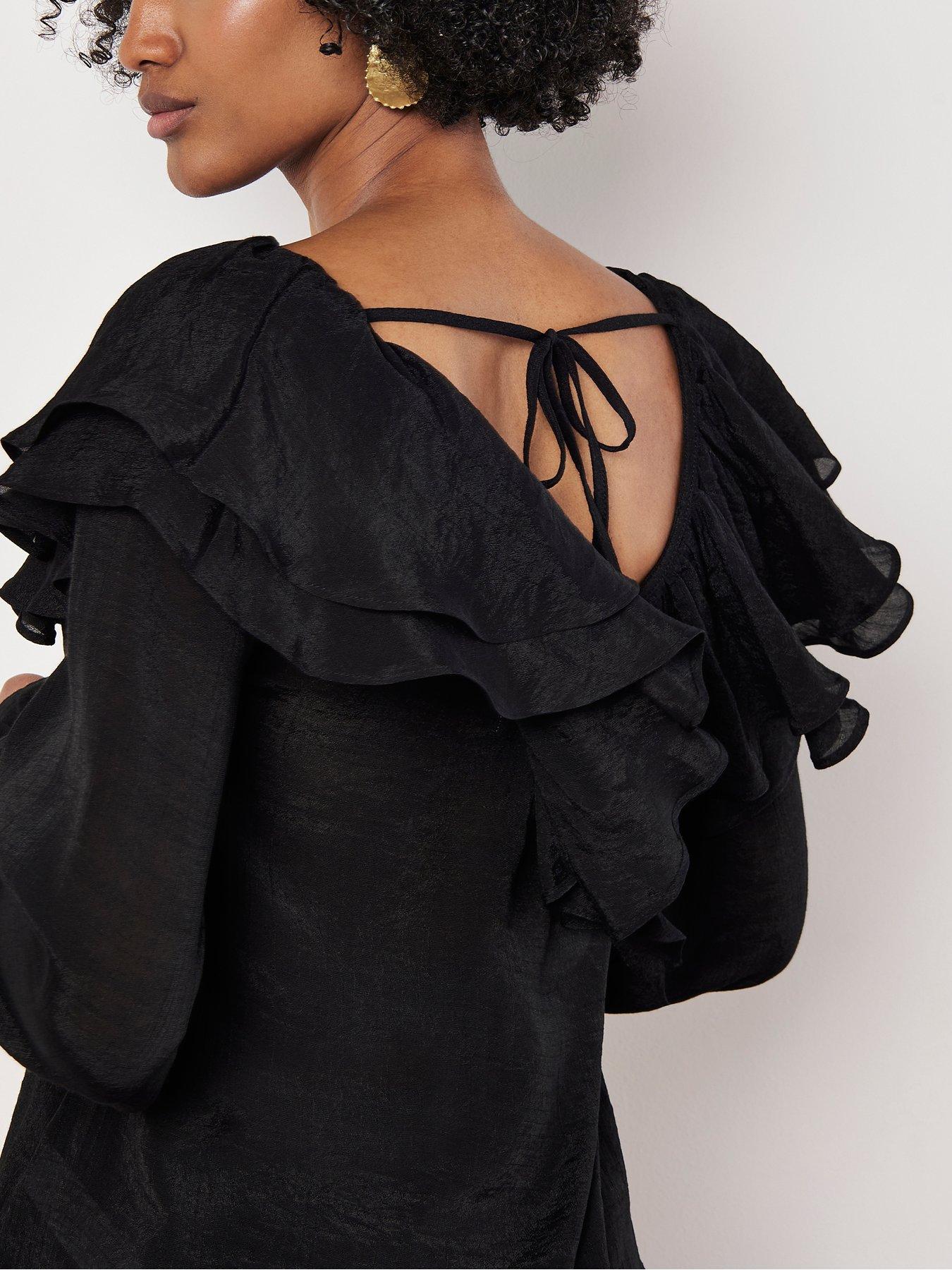 Image 3 of 5 of Apricot Ruffle Collar Blouse