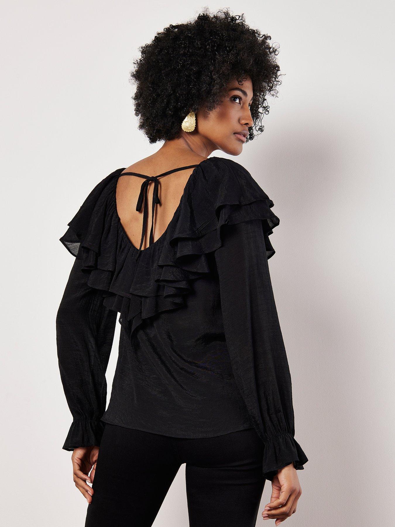 Image 4 of 5 of Apricot Ruffle Collar Blouse