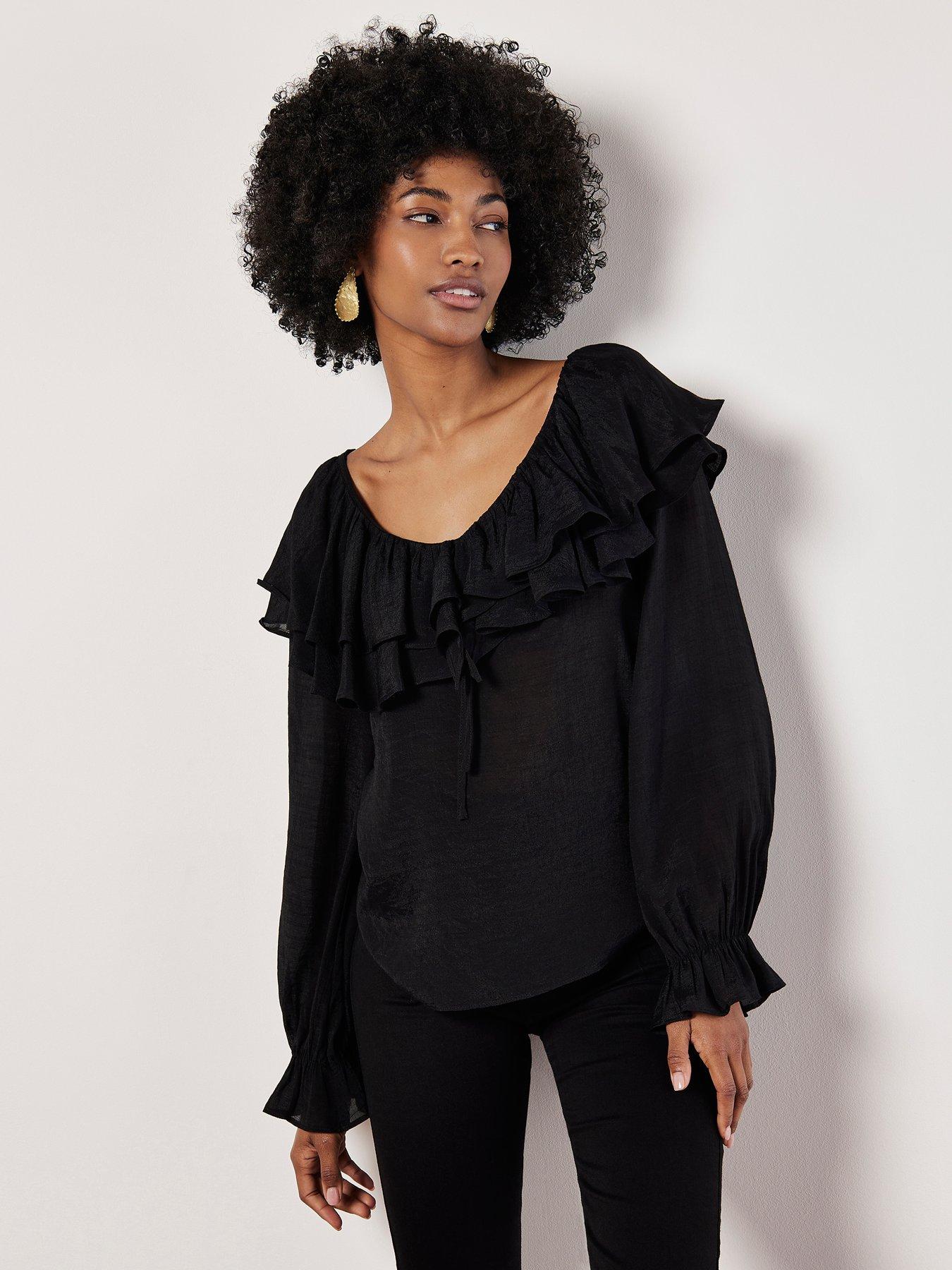 Image 5 of 5 of Apricot Ruffle Collar Blouse
