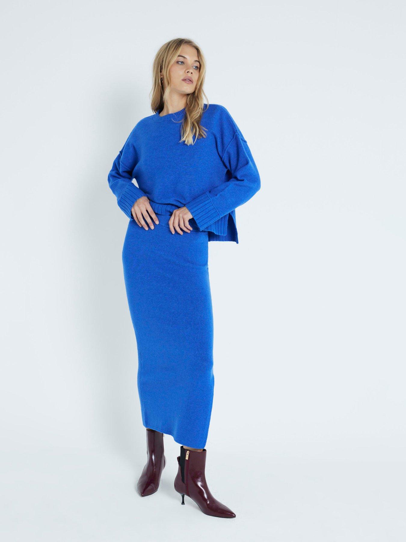 Chunky Cropped Jumper Bright Blue