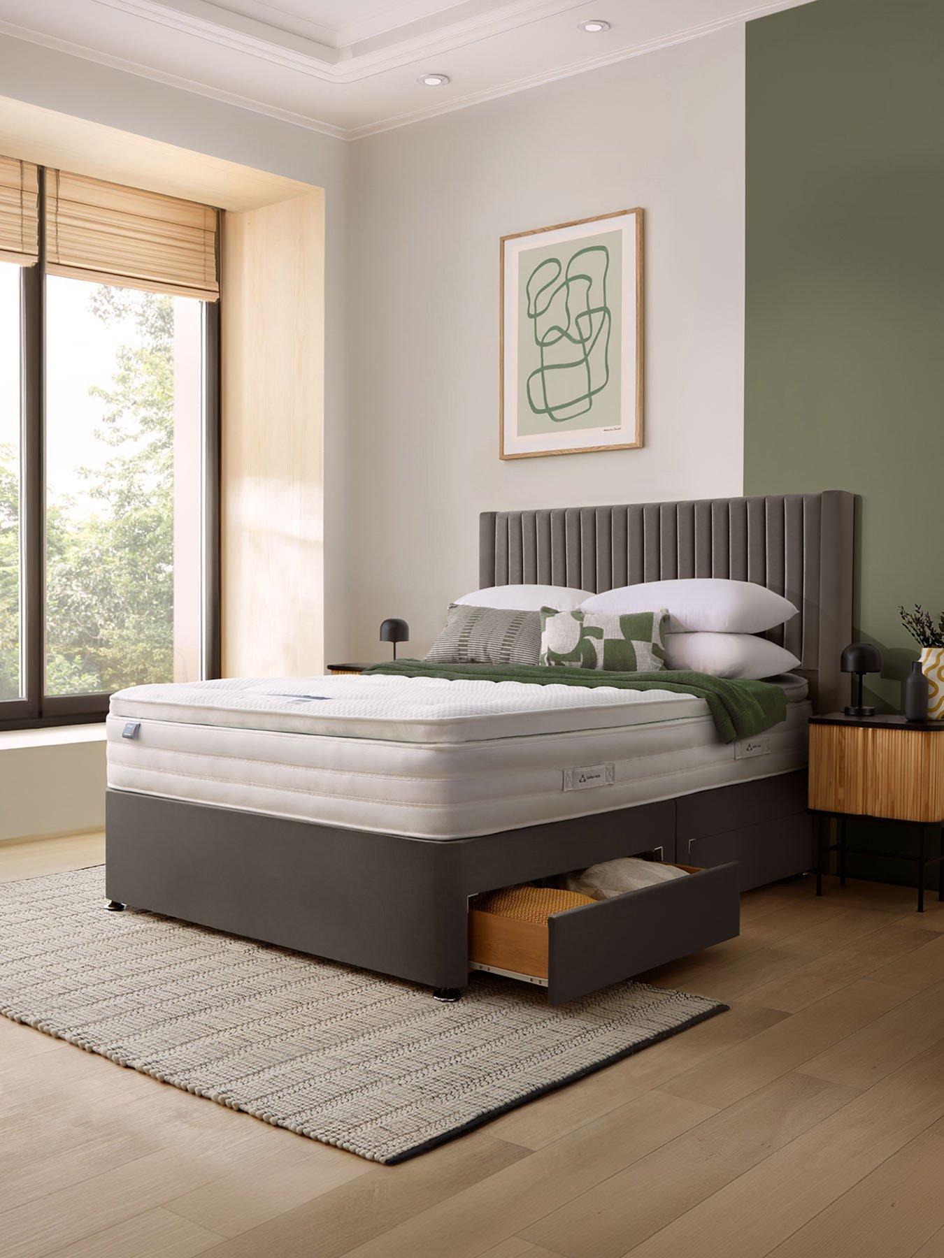 Silentnight Jasmine 2000 Pillowtop Mattress With Divan Base And Headboard - Charcoal