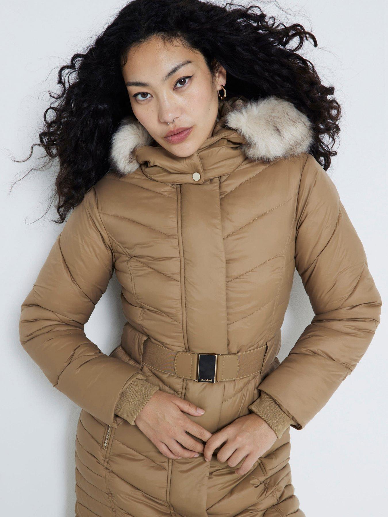 River island long puffer coat online