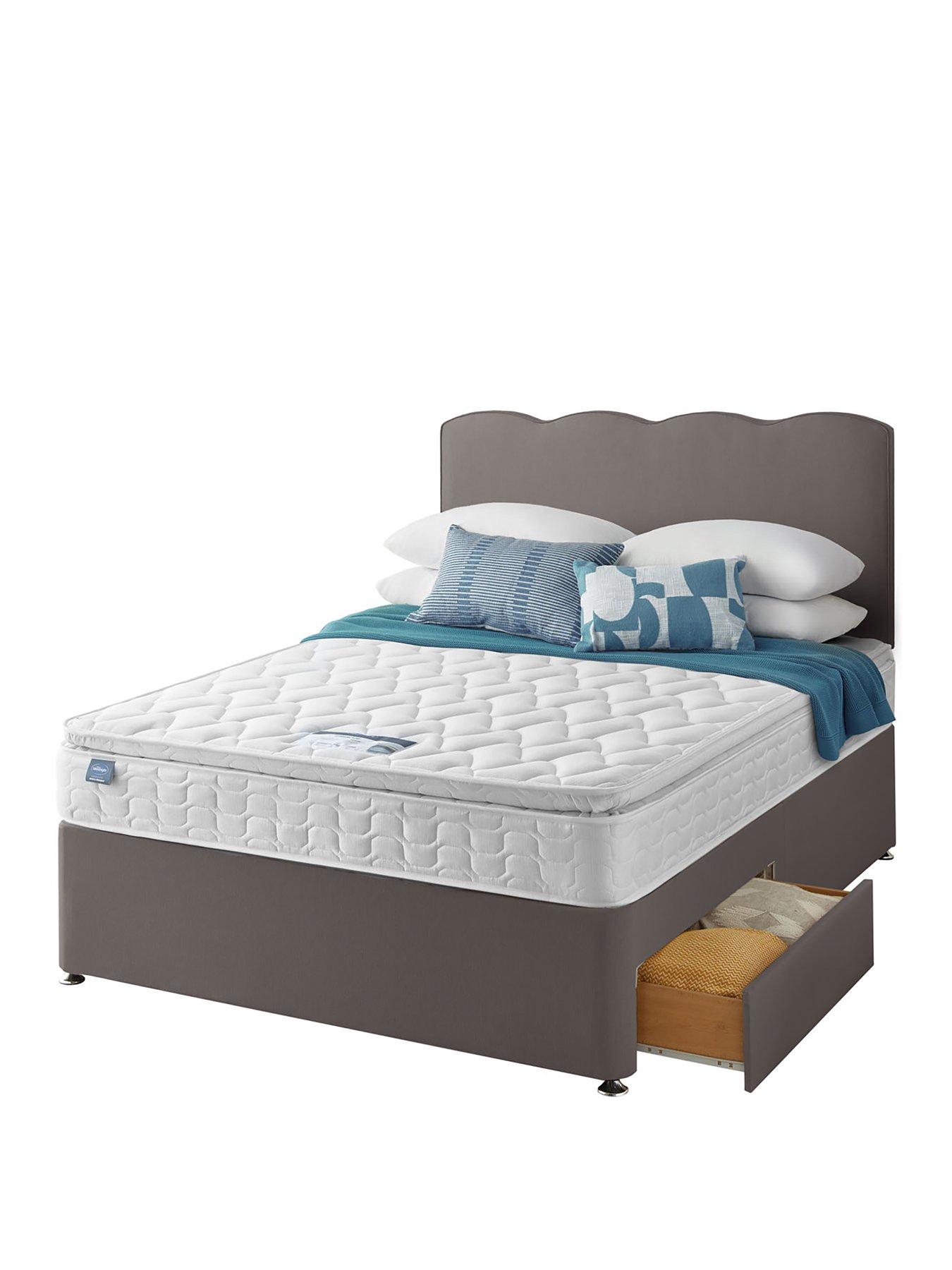 Image 2 of 5 of Silentnight Pippa Pillowtop Mattress with Divan Bed Base and Wave Headboard + Storage Options - Slate grey