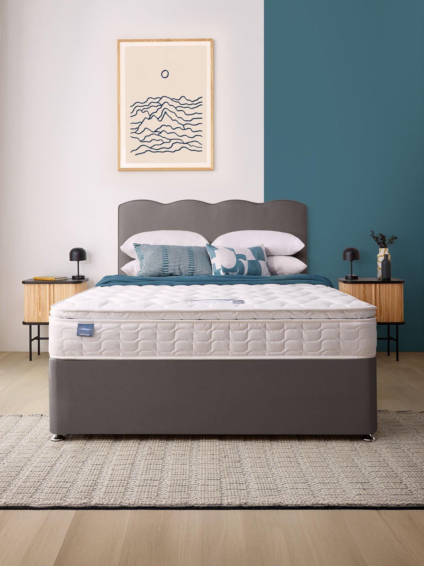 Image 3 of 5 of Silentnight Pippa Pillowtop Mattress with Divan Bed Base and Wave Headboard + Storage Options - Slate grey