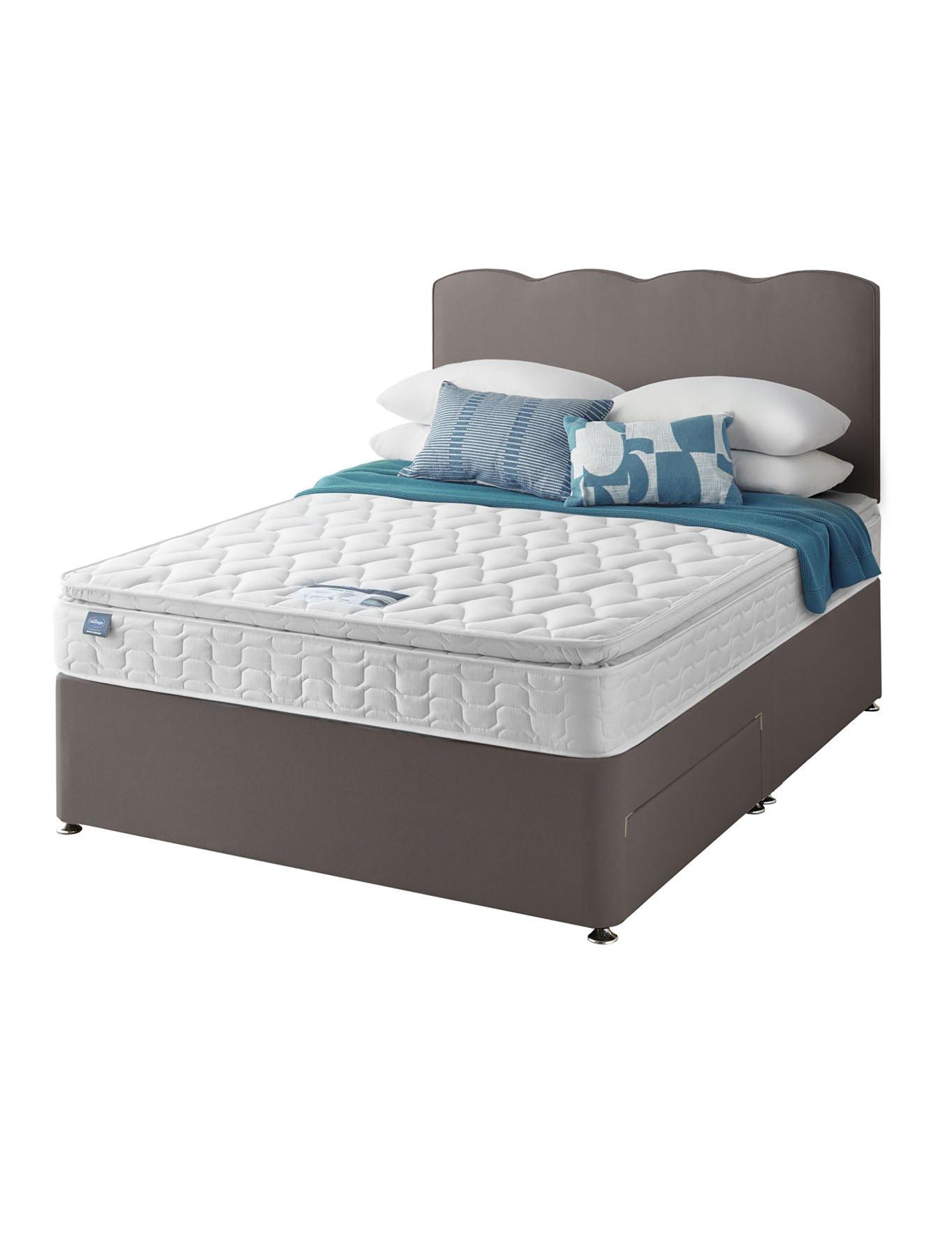 Image 4 of 5 of Silentnight Pippa Pillowtop Mattress with Divan Bed Base and Wave Headboard + Storage Options - Slate grey