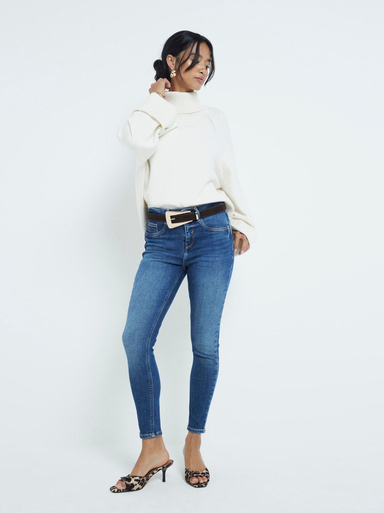 undefined High Rise Skinny Jeans - Medium Denim