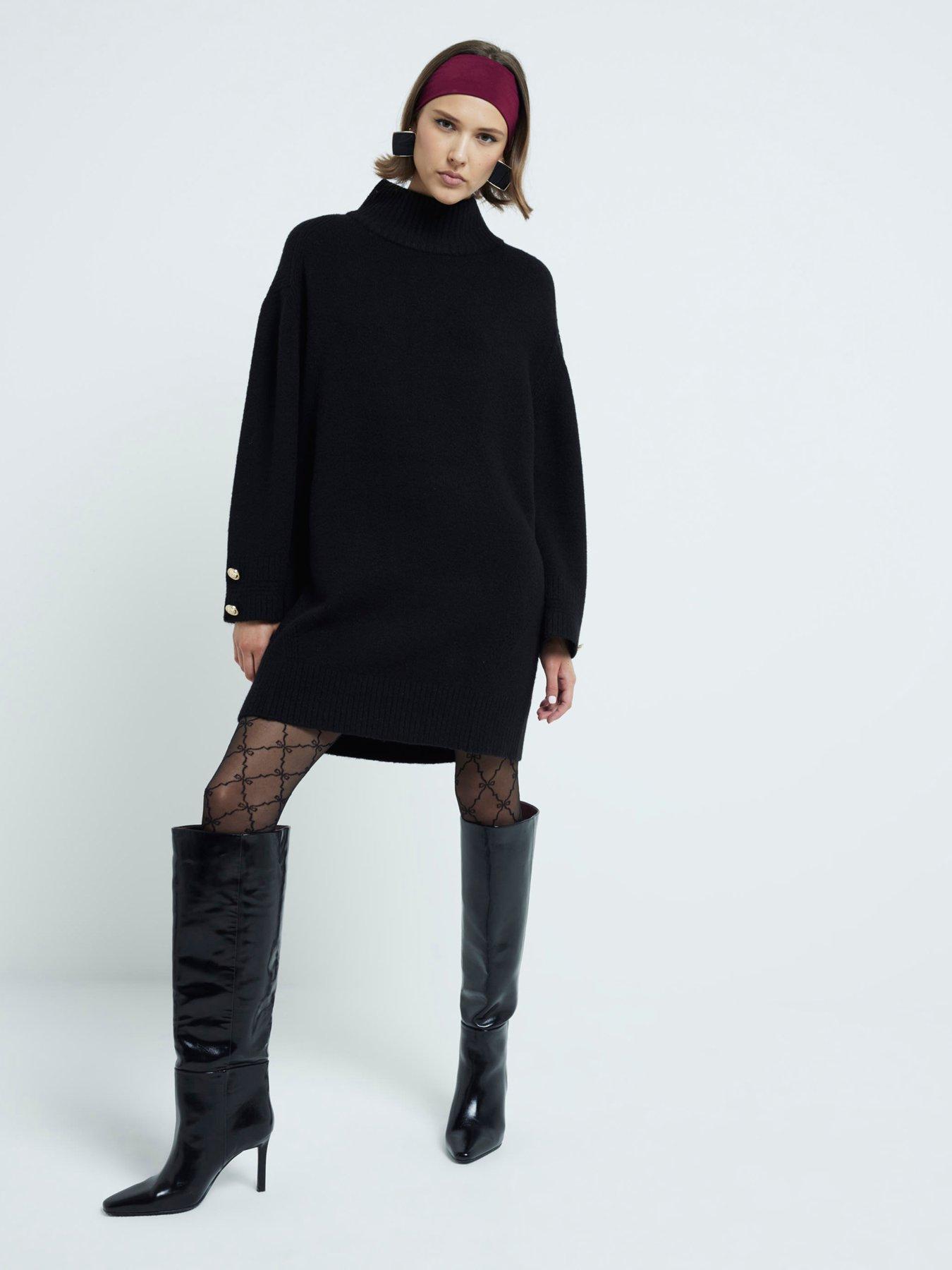 High Neck Jumper Dress Black