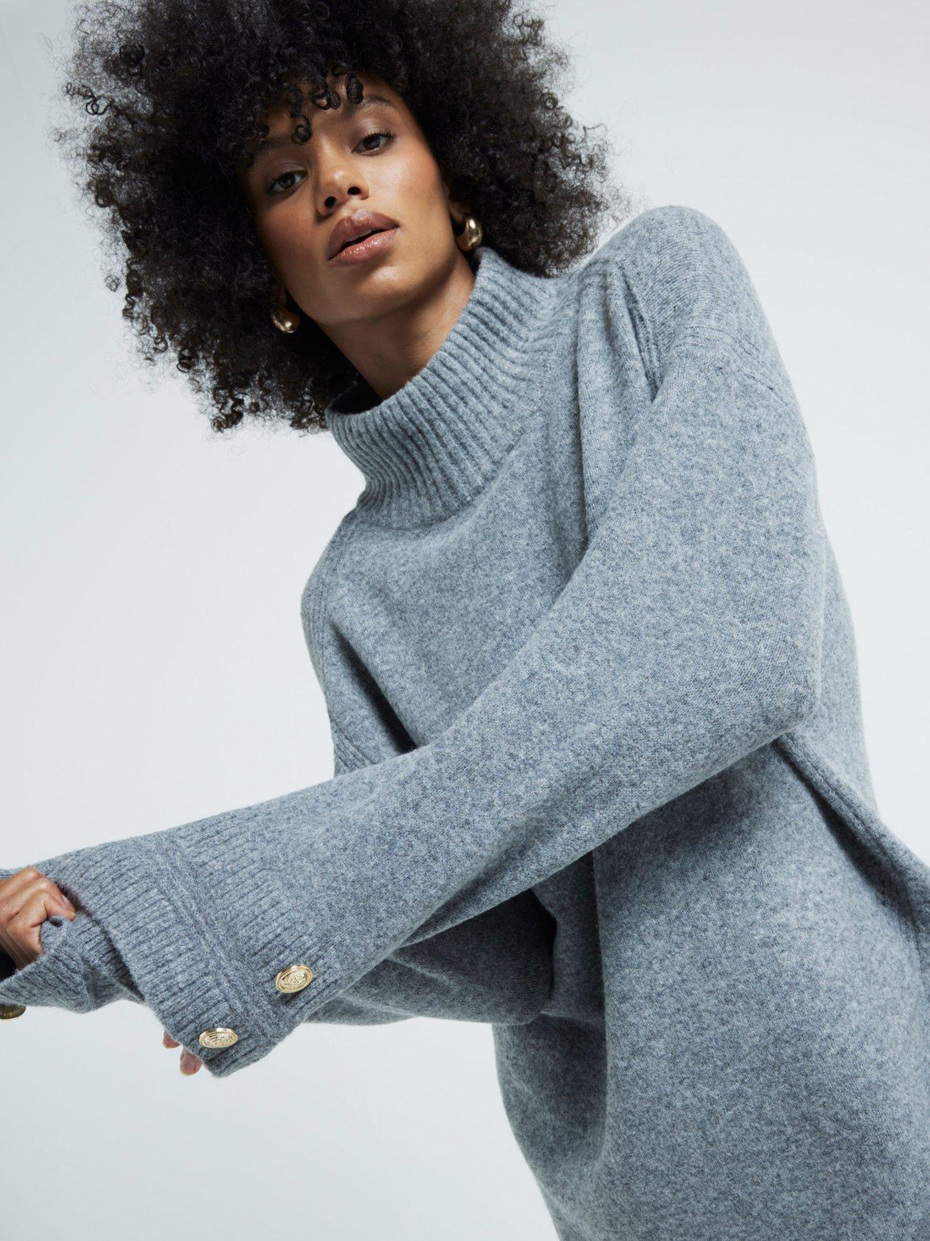 River Island High Neck Jumper Dress Grey Marl Very