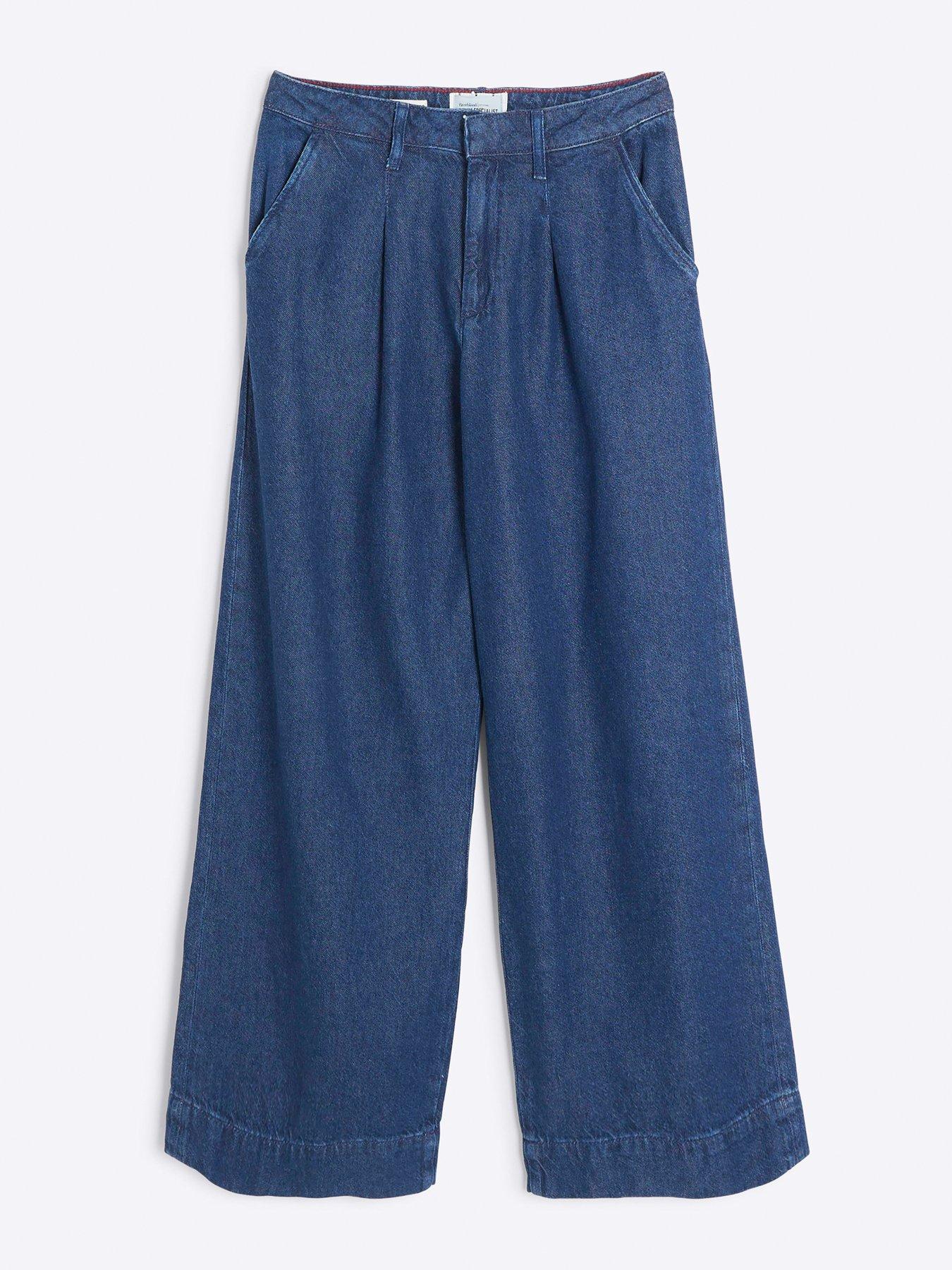 Image 6 of 6 of River Island Tailored Baggy Jeans - Dark Denim - Blue