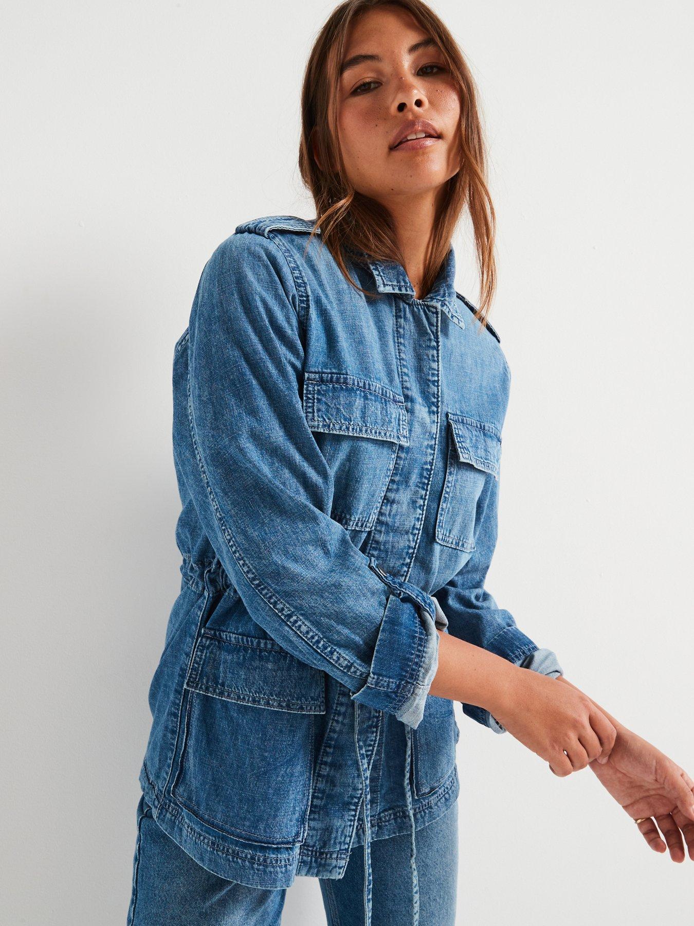Image 1 of 6 of Only Utility Denim Jacket - Medium Blue